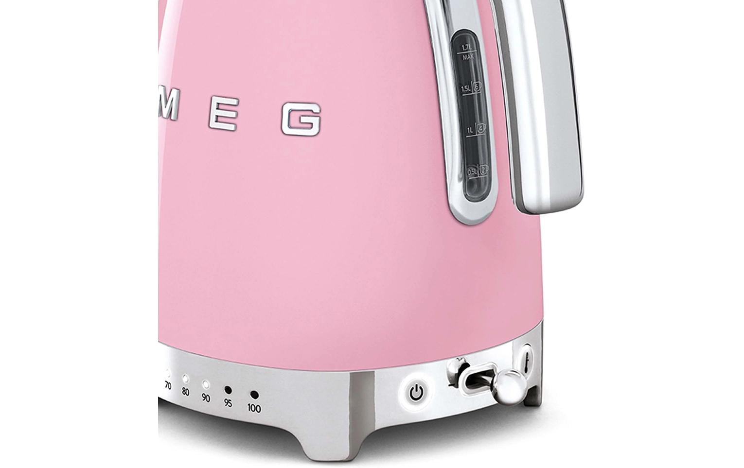 Smeg KLF04PKEU – Wasserkocher 1,7 l, Temperaturregler, 2400 W, Kunststoff, Hellpink