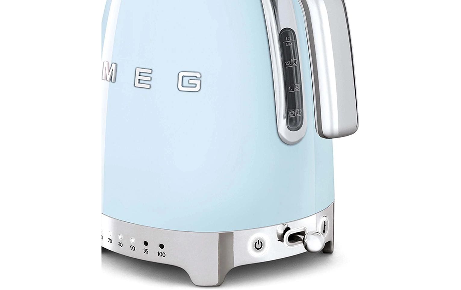 SMEG KLF04PBEU – Wasserkocher 1,7 l, 2400 W, Edelstahl, Hellblau