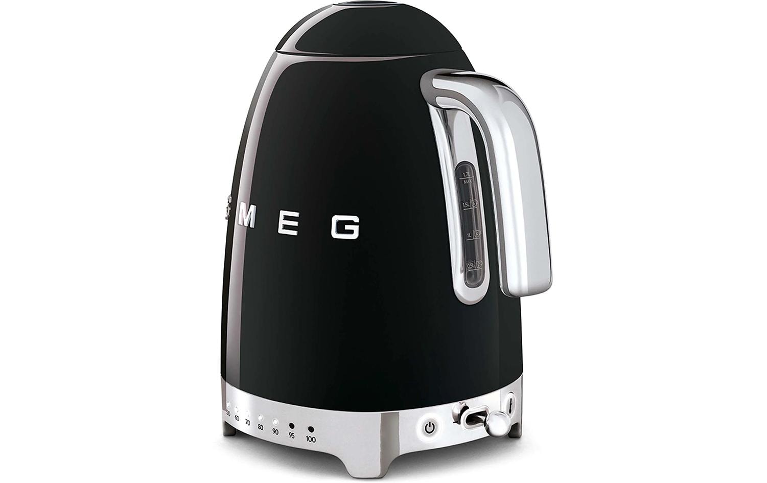 SMEG KLF04BLEU – Wasserkocher 1,7 l, 2400 W, Edelstahl, Schwarz glanz