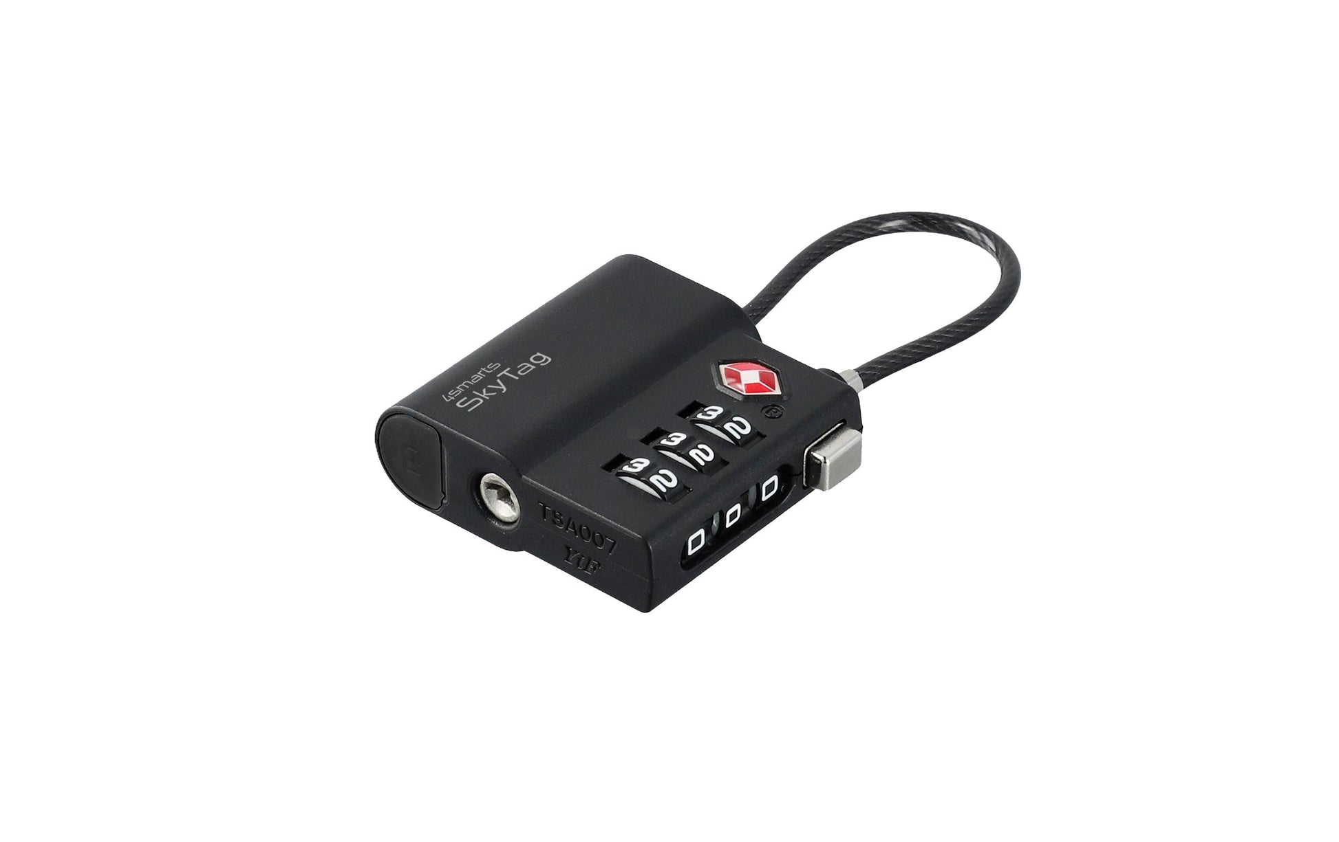 4smarts Smart-Gepäckschloss (Zahlenschloss) – mit Apple Find My, Bluetooth, IPX4 – 46×14×42 mm – schwarz