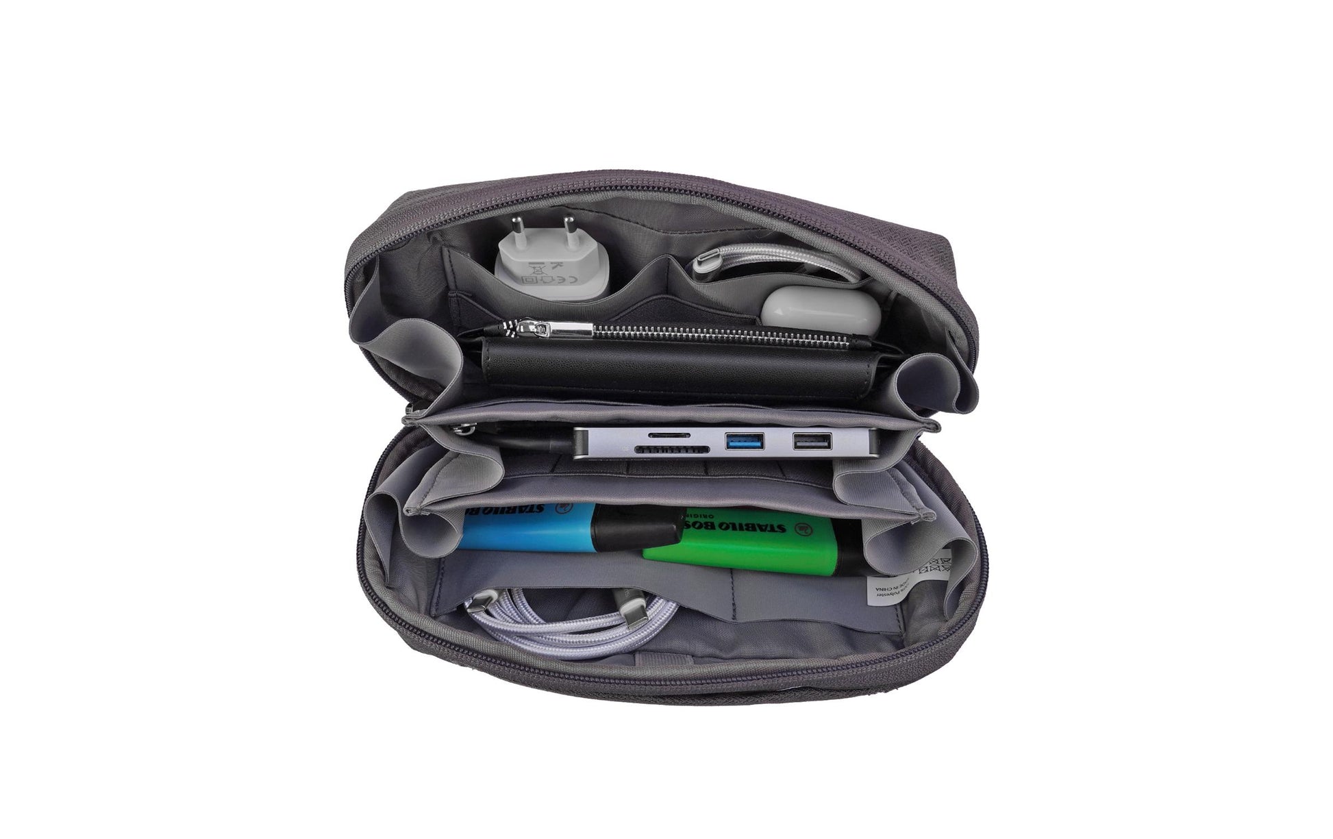 4smarts Reissverschlusstasche Smart Tech-Pouch Multiangle – 230×70×140 mm – Grau