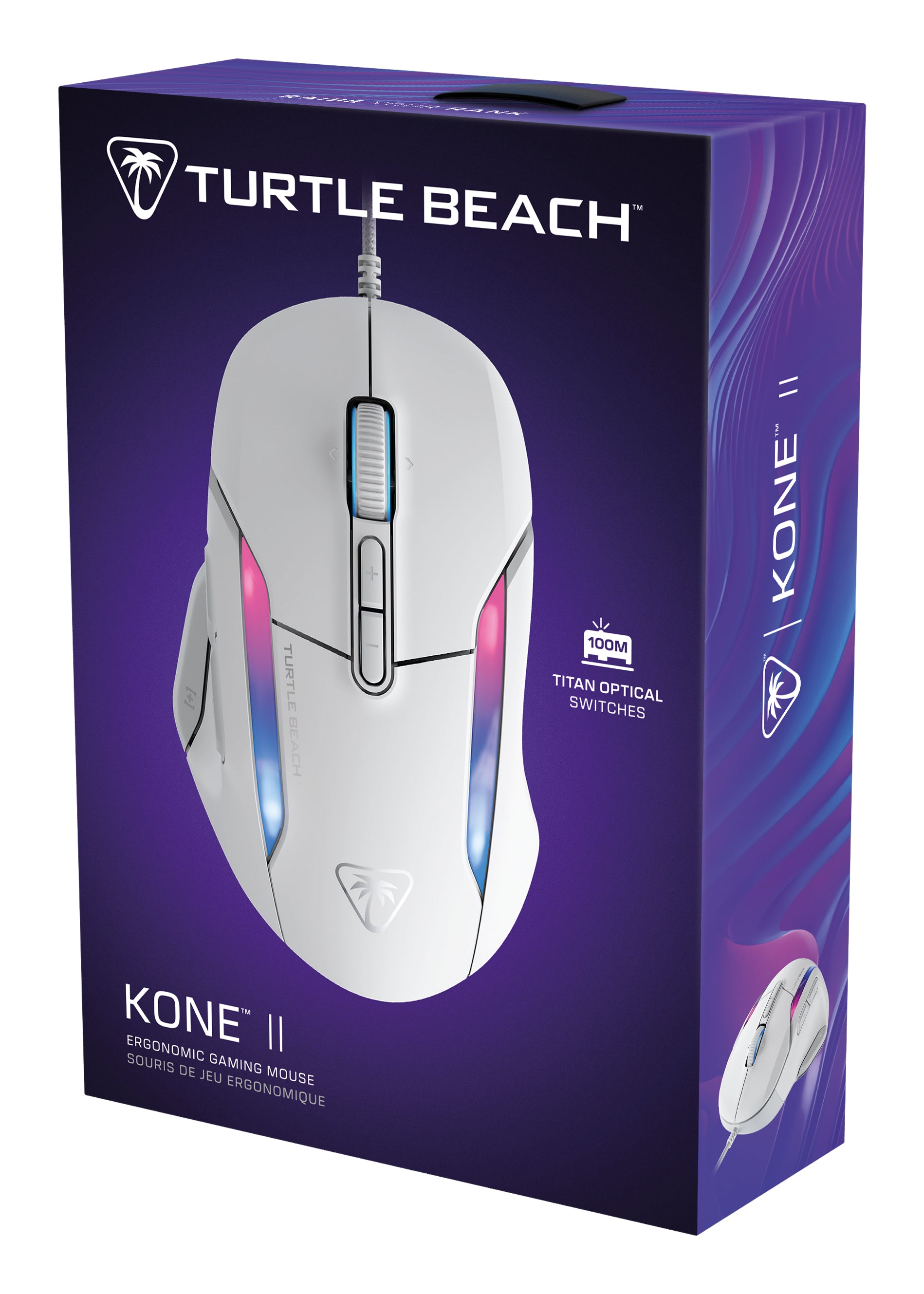 Turtle Beach Kone II Gaming-Maus – kabelgebunden, 1'000 Hz, 7 Tasten, für Rechtshänder, RGB-Beleuchtung, weiss