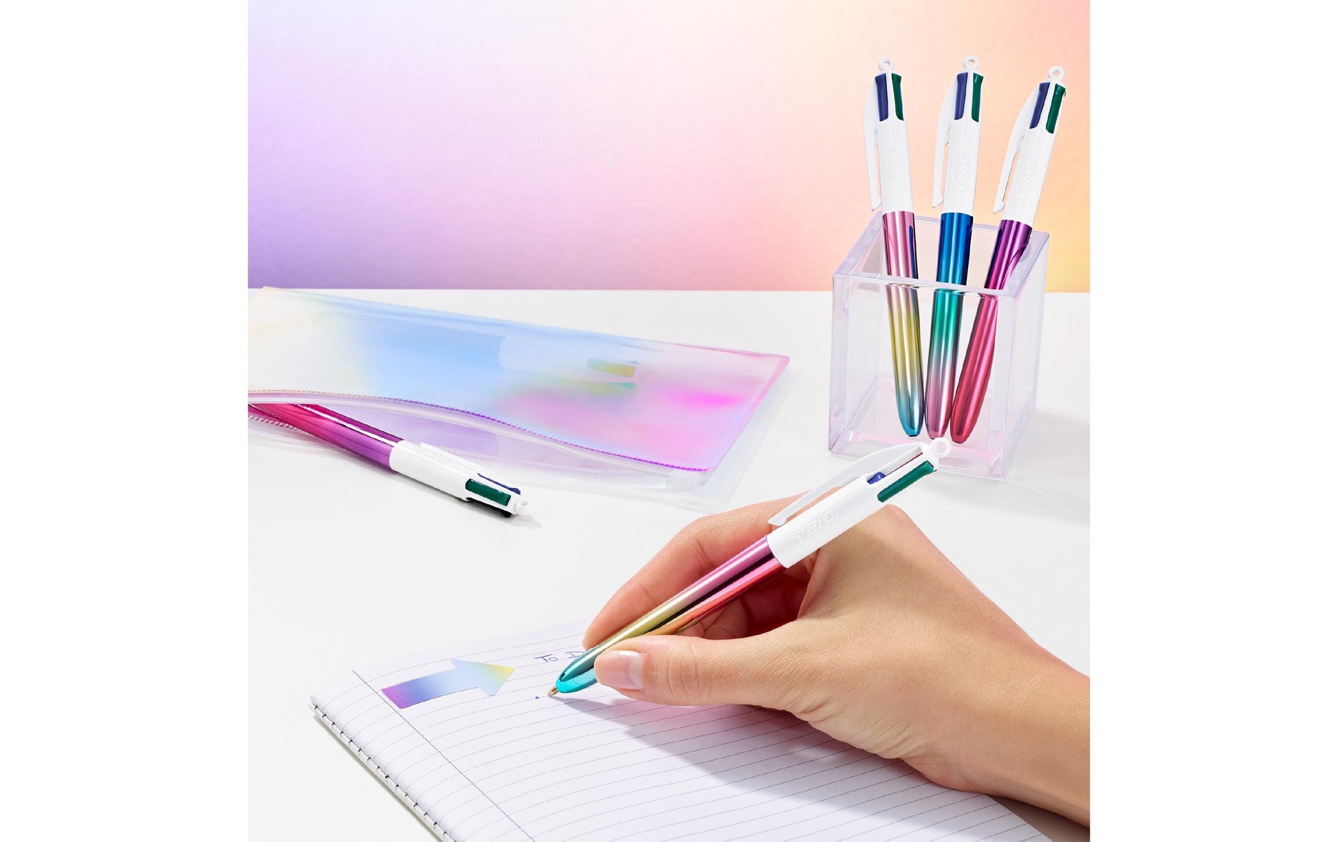 BIC 4 Farben Gradient Multifunktionskugelschreiber – 4 Farben, Spitze 0,4 mm, dokumentenecht, nachfüllbar