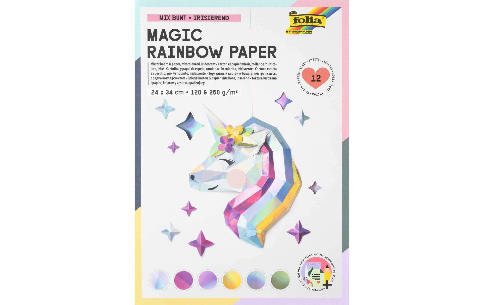 Folia Motivpapier – 230 × 340 mm – 120/250 g/m² – sortiert – 12 Blatt