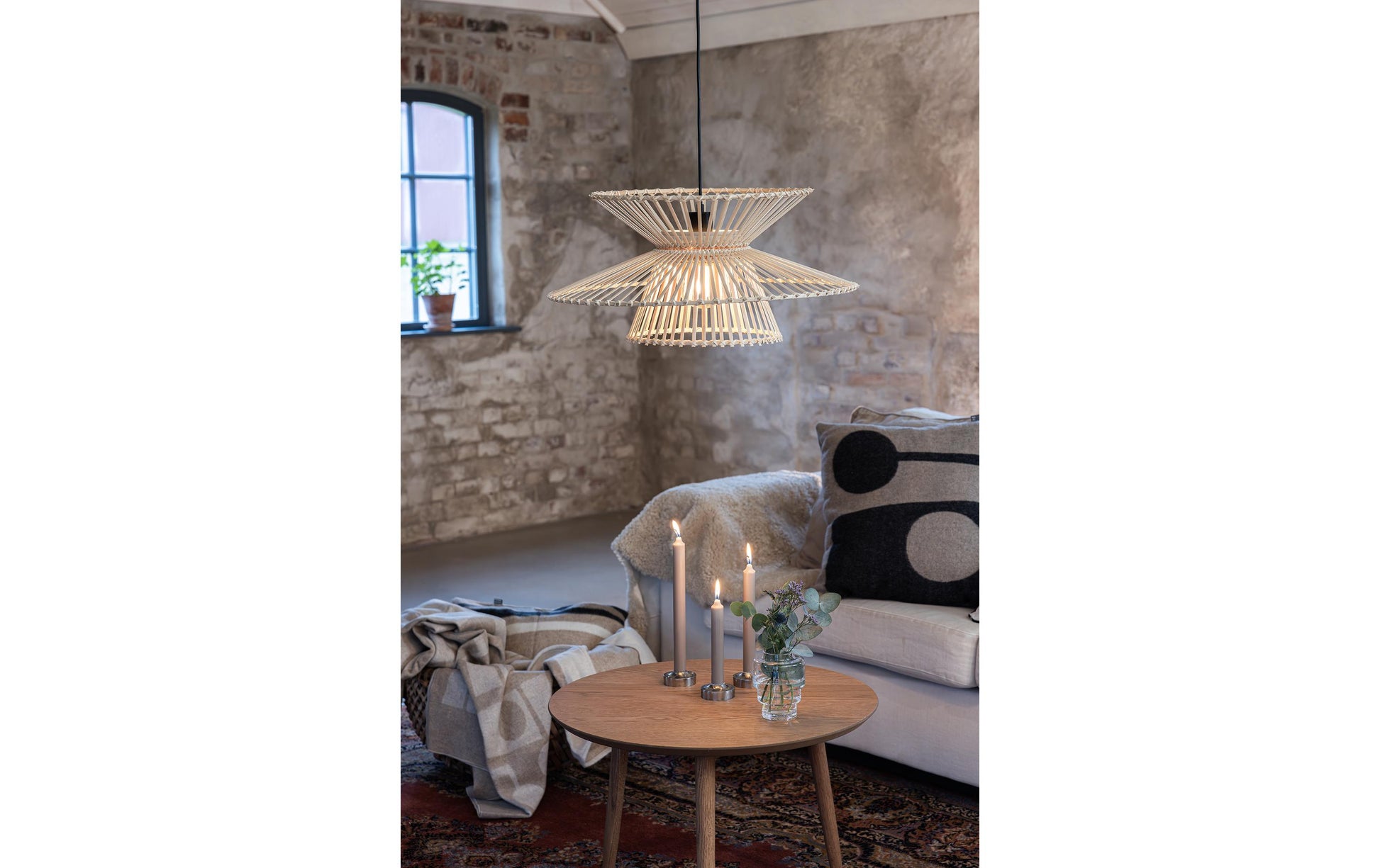 Markslöjd Pendelleuchte Duplici – Ø 57 × 27 cm, 40 W, Neutralweiss, natur/beige, E27, inkl. Leuchtmittel