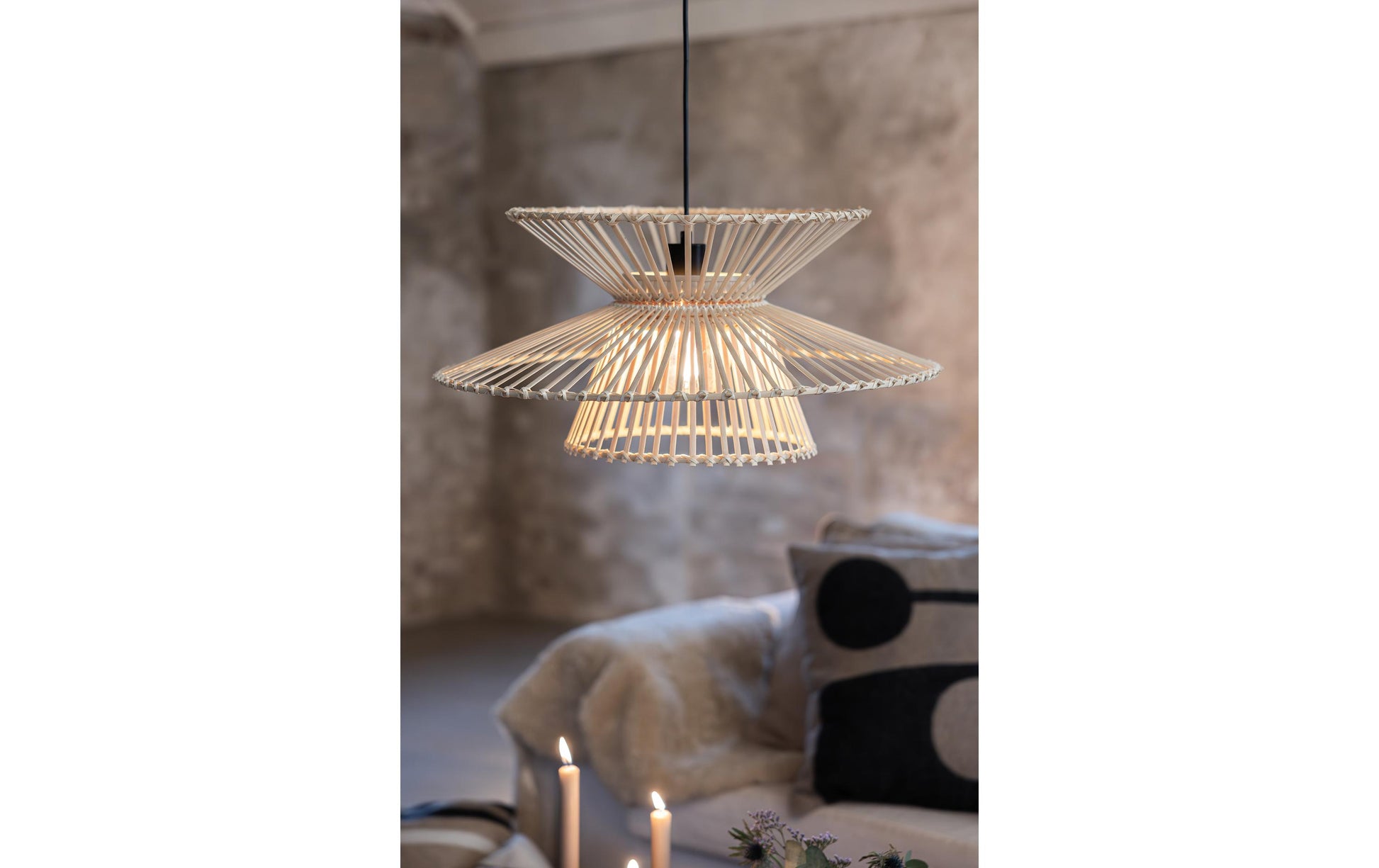 Markslöjd Pendelleuchte Duplici – Ø 57 × 27 cm, 40 W, Neutralweiss, natur/beige, E27, inkl. Leuchtmittel