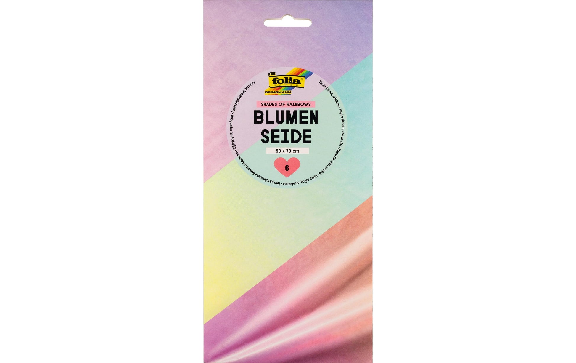 Folia Seidenpapier Shades of Rainbow – 50 × 70 cm, 6 Bogen – 20 g/m²