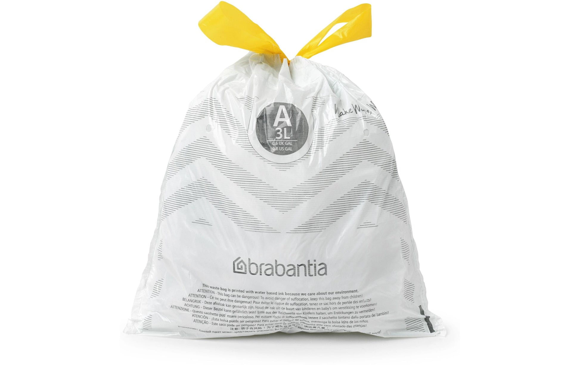 Brabantia Kehrichtsack für PerfectFit A – 5 l, mit Zugband, PE, weiss, 270 × 290 mm, 40 Stk