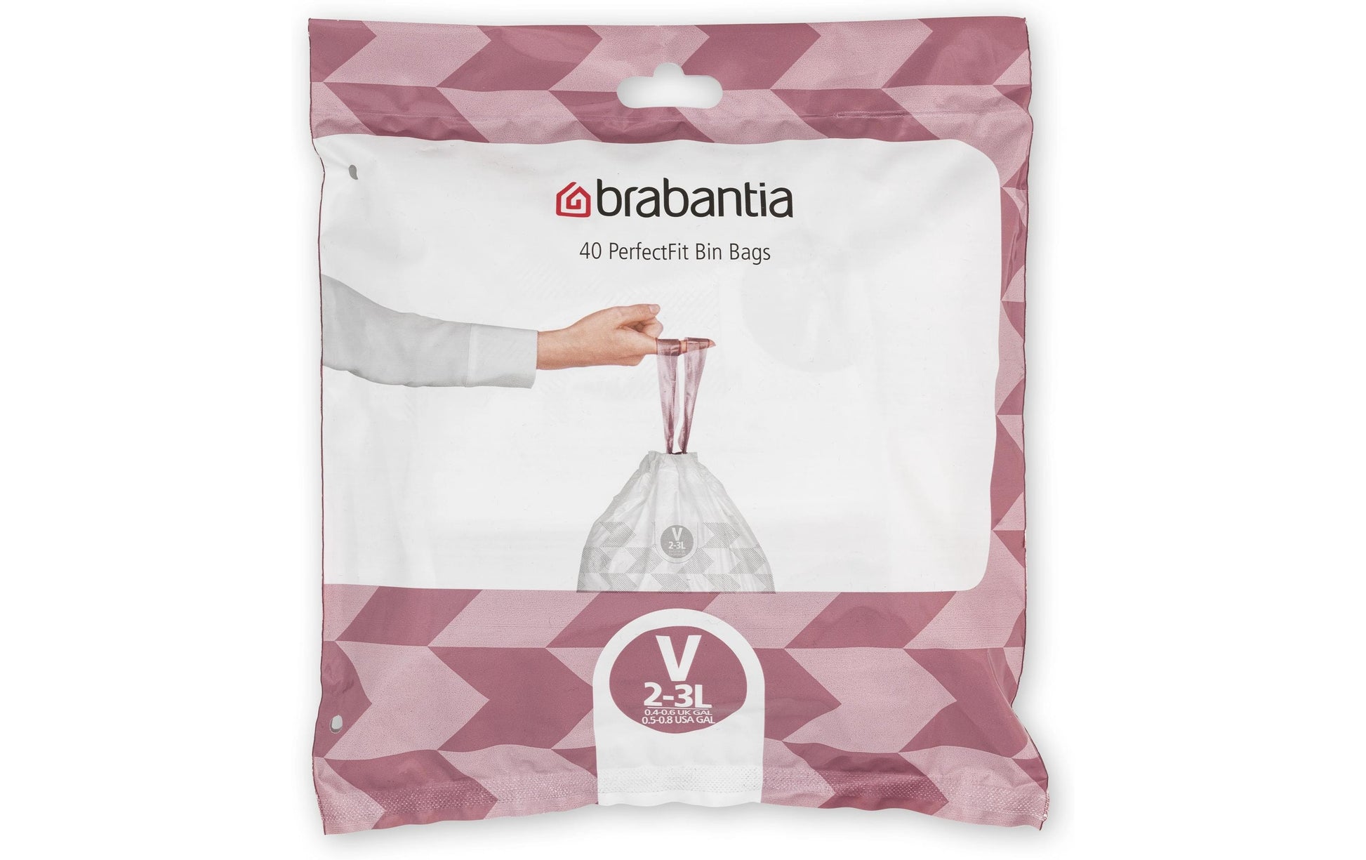 Brabantia Kehrichtsack PerfectFit V – 3 l, mit Zugband, PE, weiss, 235 × 290 mm, 40 Stk