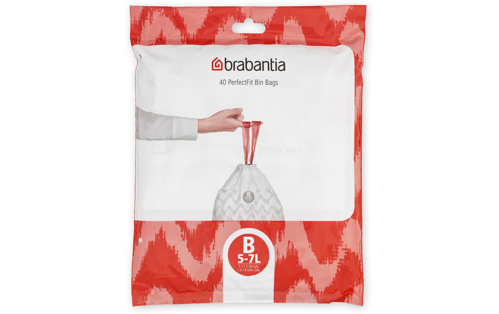 Brabantia Kehrichtsack für PerfectFit B – 5 l, mit Zugband, PE, weiss, 330 × 340 mm, 40 Stk