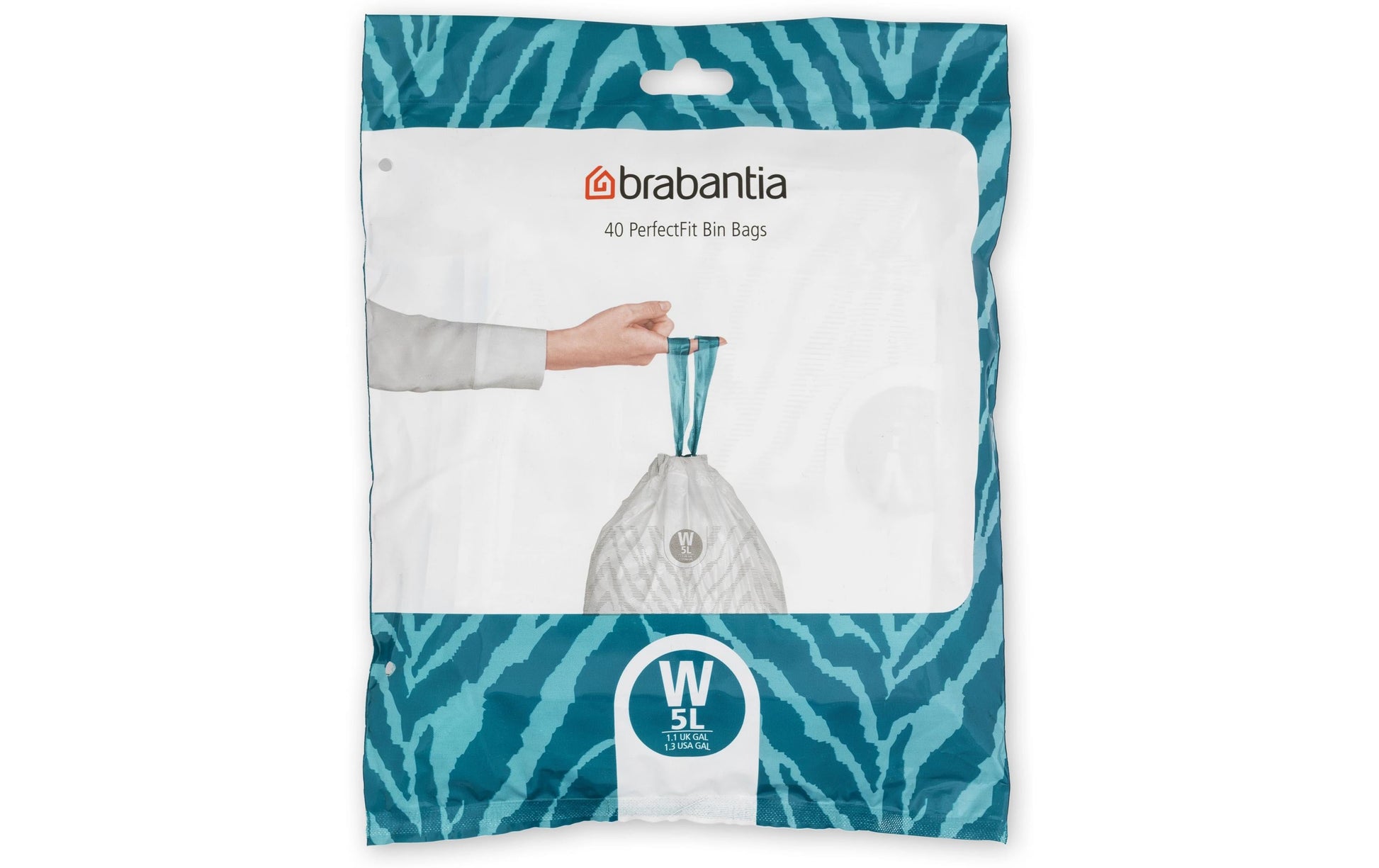 Brabantia Kehrichtsack für PerfectFit W – 5 l, mit Zugband, PE, weiss, 295 × 340 mm, 40 Stk