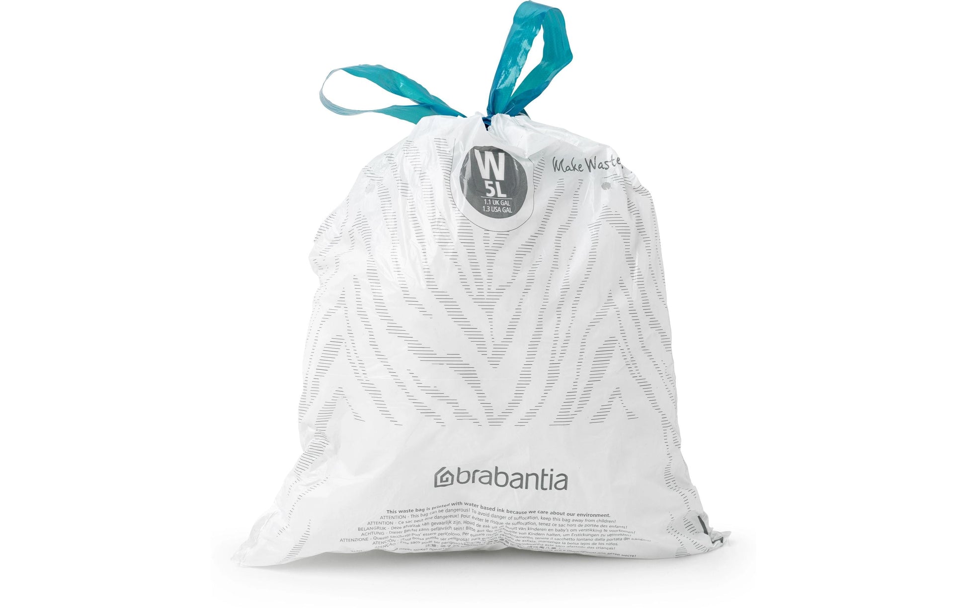 Brabantia Kehrichtsack für PerfectFit W – 5 l, mit Zugband, PE, weiss, 295 × 340 mm, 40 Stk