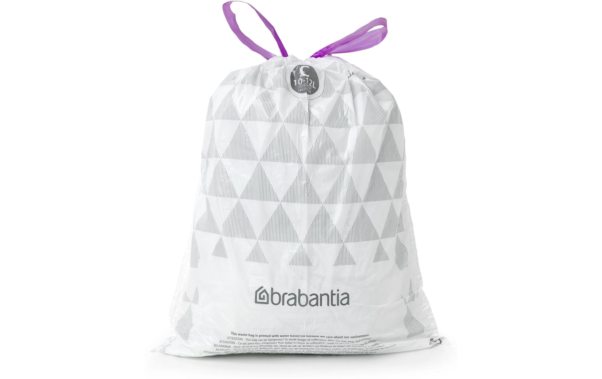 Brabantia Kehrichtsack PerfectFit C – 12 l, mit Zugband, PE, weiss, 385 × 10 mm, 40 Stk