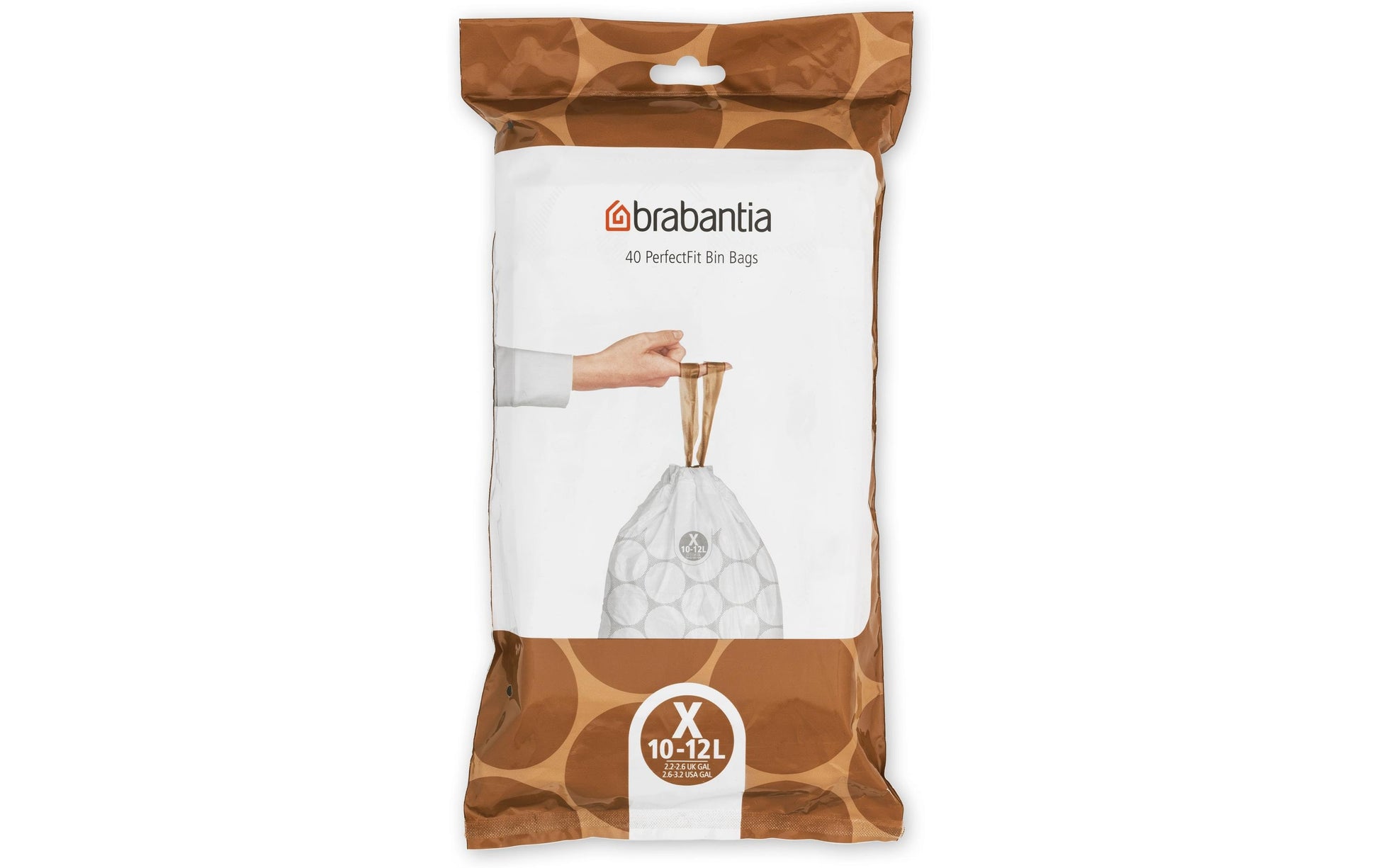 Brabantia Kehrichtsack PerfectFit X – 12 l, mit Zugband, PE, weiss, 357 × 490 mm, 40 Stk