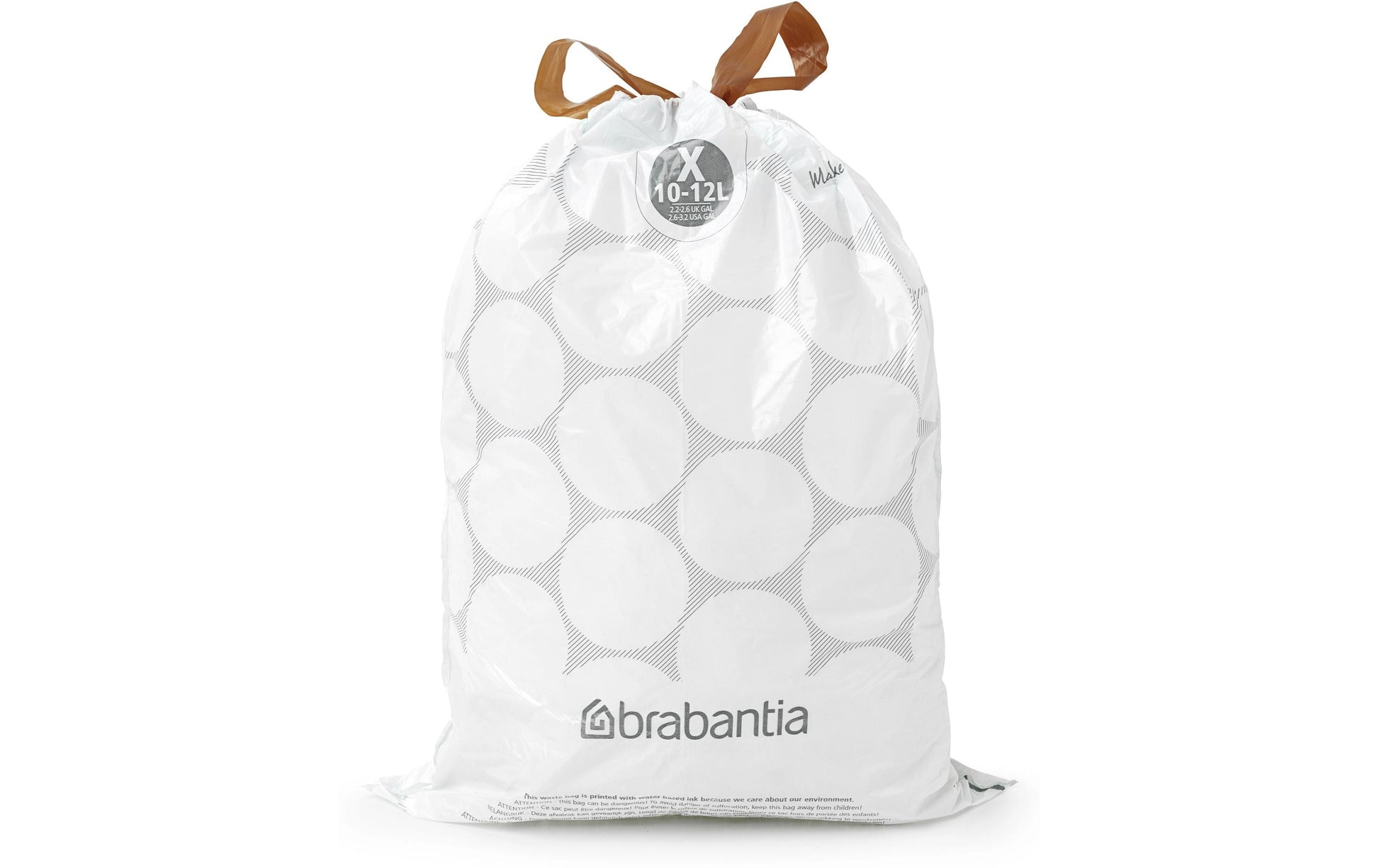 Brabantia Kehrichtsack PerfectFit X – 12 l, mit Zugband, PE, weiss, 357 × 490 mm, 40 Stk
