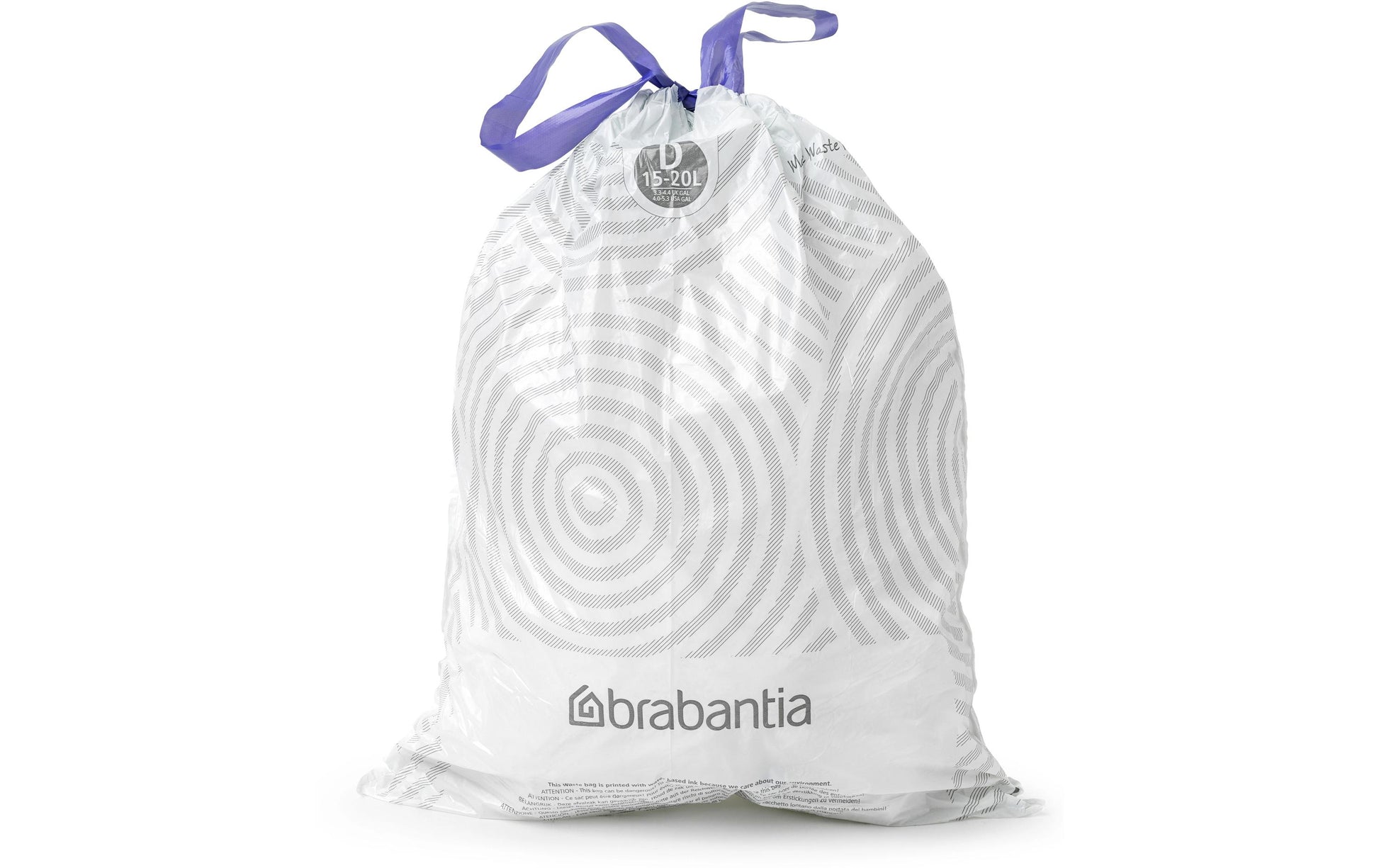 Brabantia Kehrichtsack für PerfectFit D – 20 l, mit Zugband, PE, weiss, 435 × 545 mm, 40 Stk