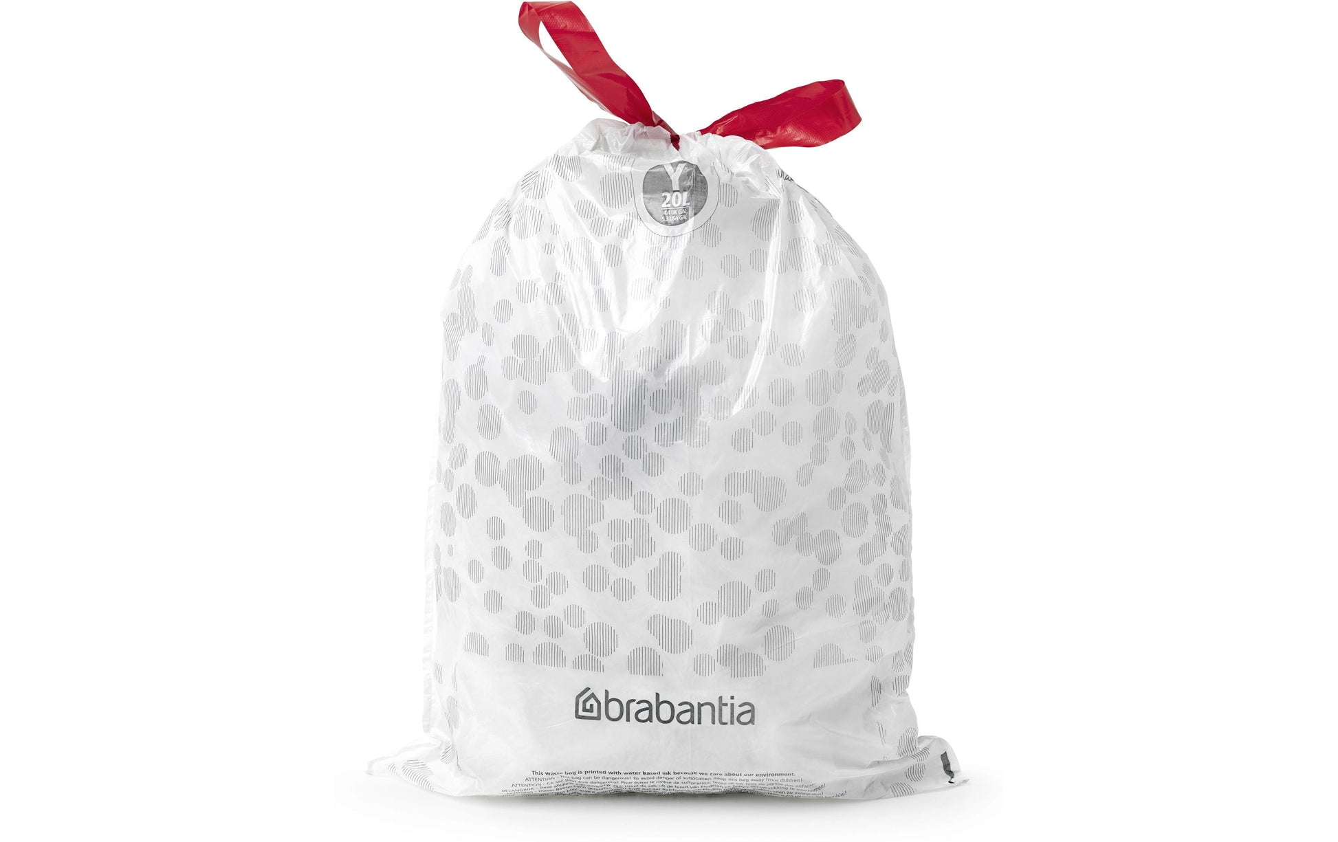 Brabantia Kehrichtsack PerfectFit Y – 20 l, mit Zugband, PE, weiss, 412 × 545 mm, 40 Stk