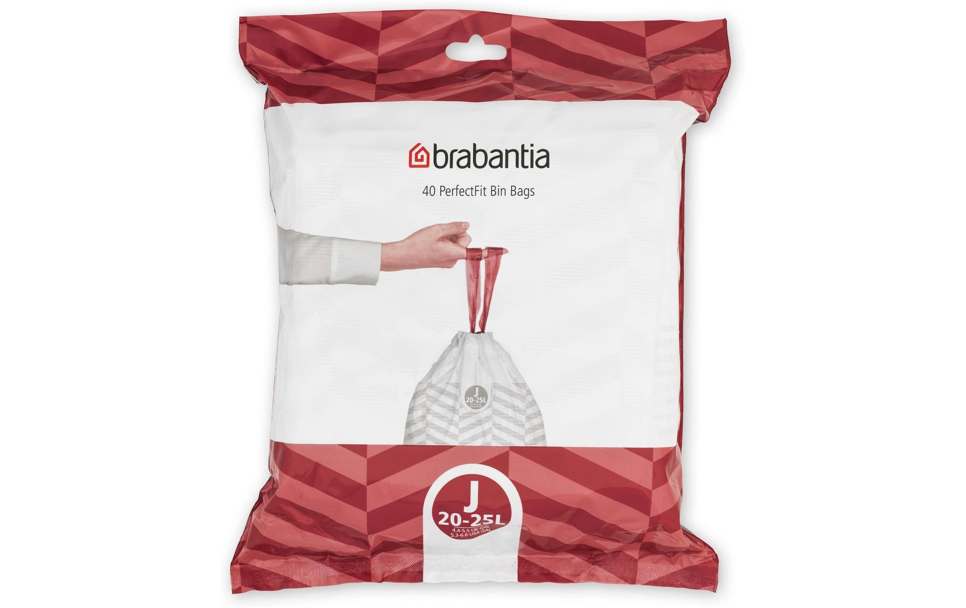 Brabantia Kehrichtsack PerfectFit J – 25 l, mit Zugband, PE, weiss, 535 × 550 mm, 40 Stk