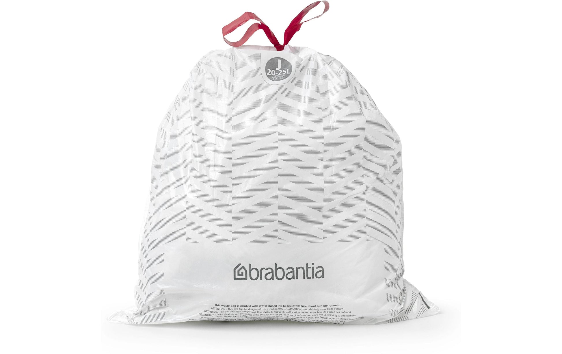 Brabantia Kehrichtsack PerfectFit J – 25 l, mit Zugband, PE, weiss, 535 × 550 mm, 40 Stk