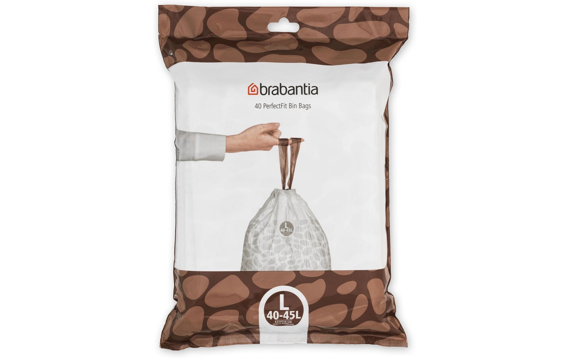 Brabantia Kehrichtsack für PerfectFit L – 45 l, mit Zugband, PE, weiss, 534 × 820 mm, 40 Stk