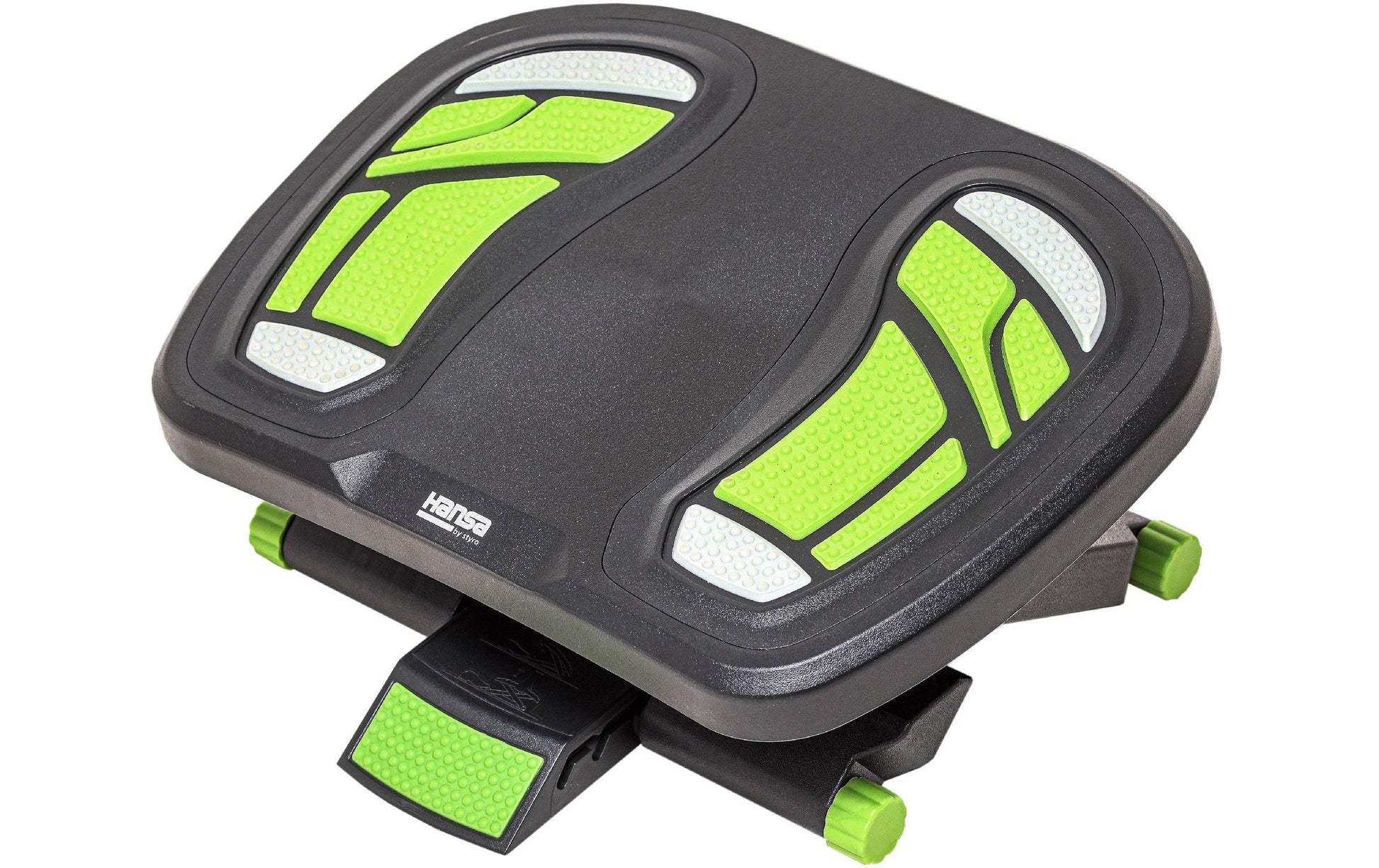 Hansa Footness Comfort Duo – Fussstütze – Neigung bis 30°, höhenverstellbar 10–16,5 cm, Schwarz/Grün, 45 × 3