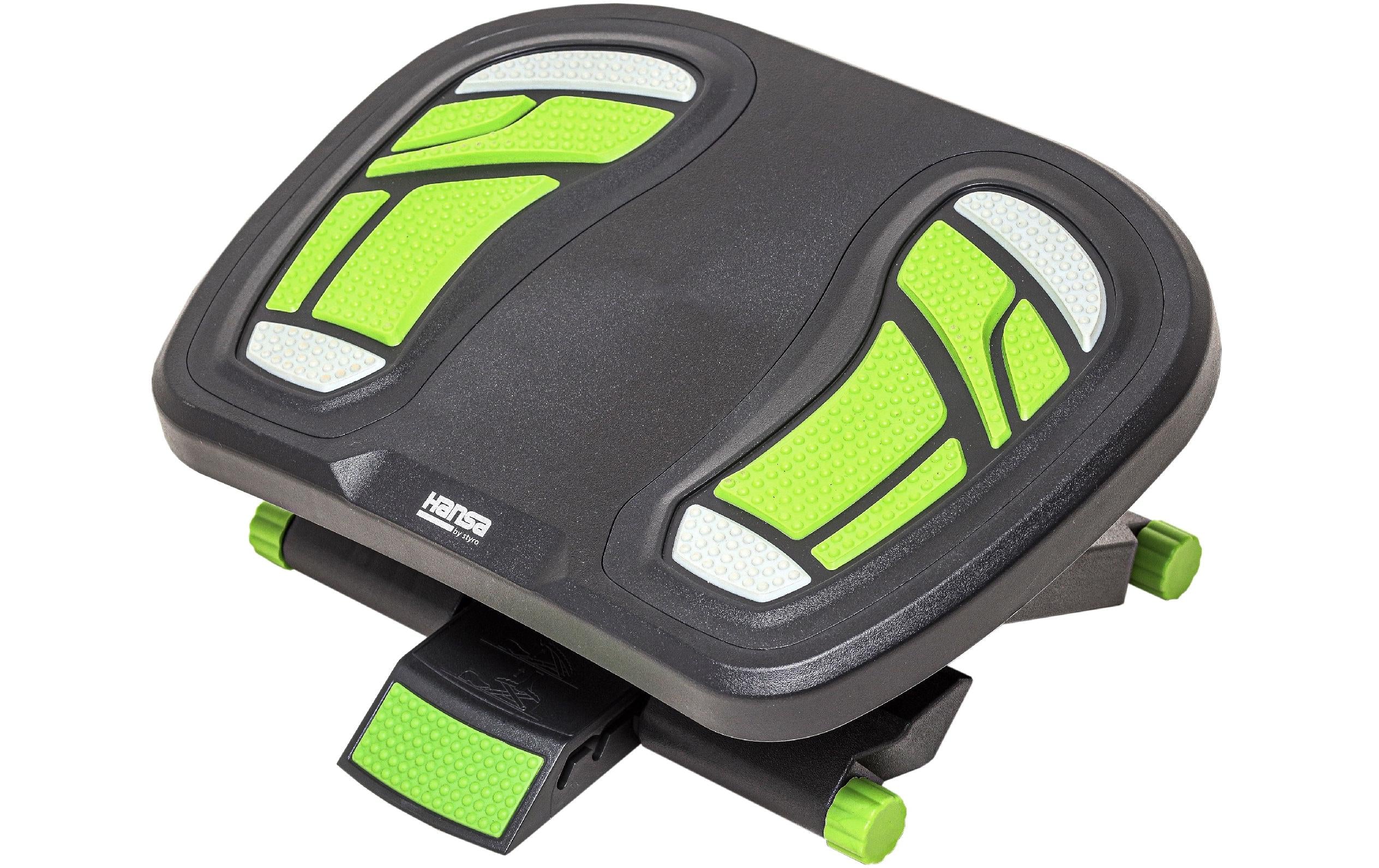 Hansa Footness Comfort Duo – Fussstütze – Neigung bis 30°, höhenverstellbar 10–16,5 cm, Schwarz/Grün, 45 × 3