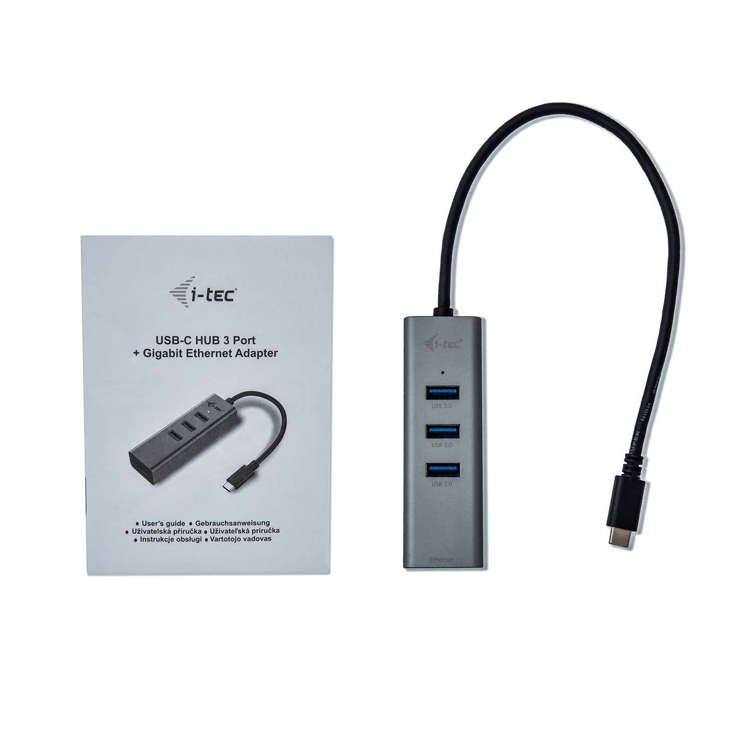 i-tec USB-Hub – USB-C, 3× USB-A, GbE, für Windows/Mac/Linux