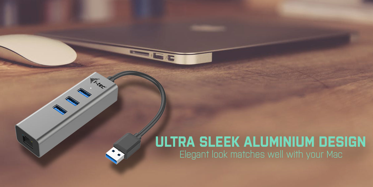 i-tec USB-Hub – 3× USB-A, GbE, für Windows/Linux