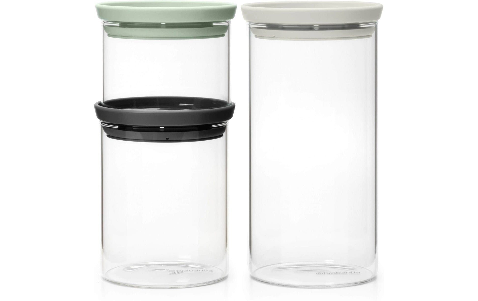 Brabantia Vorratsdose 1,1 l, Ø 10,4 × 20,2 cm, Kunststoff/Glas, transparent, 3er-Set