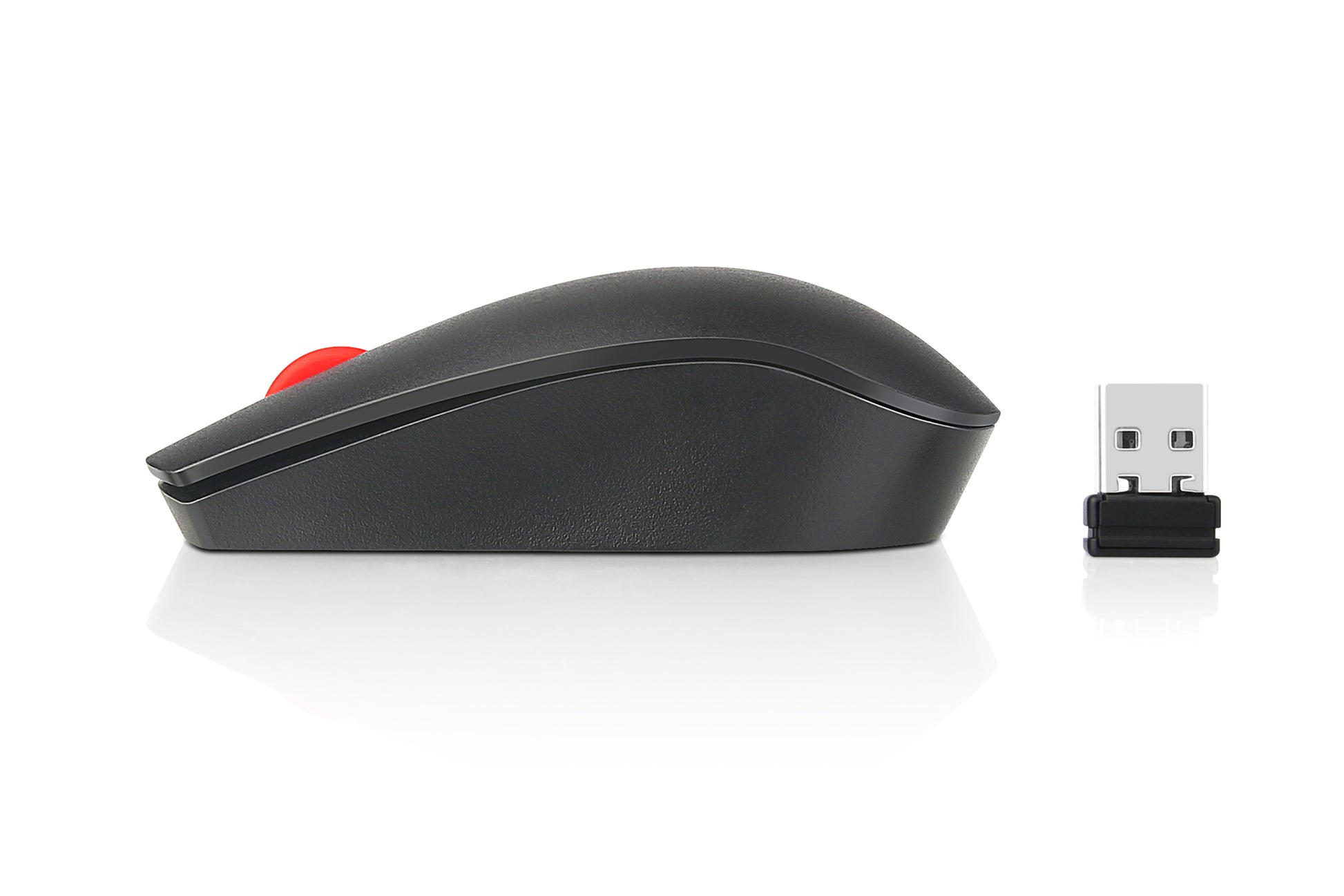 Lenovo ThinkPad Wireless Mouse Essential – Maus – Kabellos (2,4 GHz), 1200 DPI, beidhändig, Schwarz, Rot