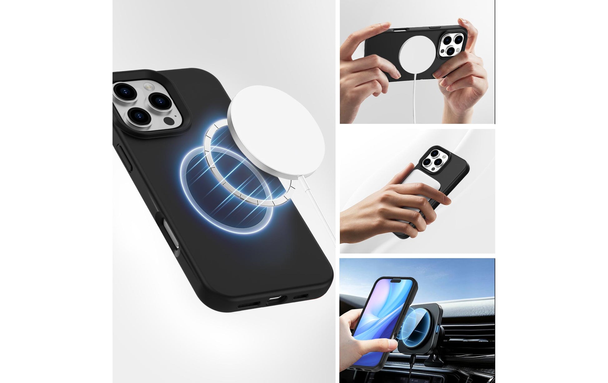 4smarts Backcover – für Apple iPhone 16 Pro – MagSafe, Mikrofaser + Silikon, schwarz