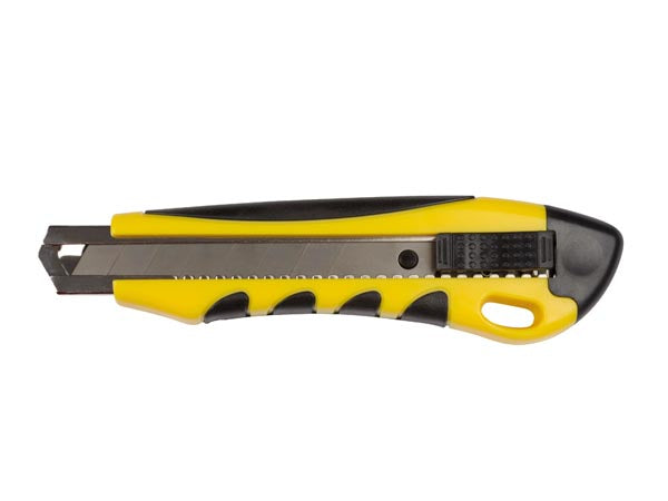 Toolland MES88A – Abbrechmesser 18 mm, Kunststoff, einziehbar, mit Arretierung, Gelb, 1 Stk.