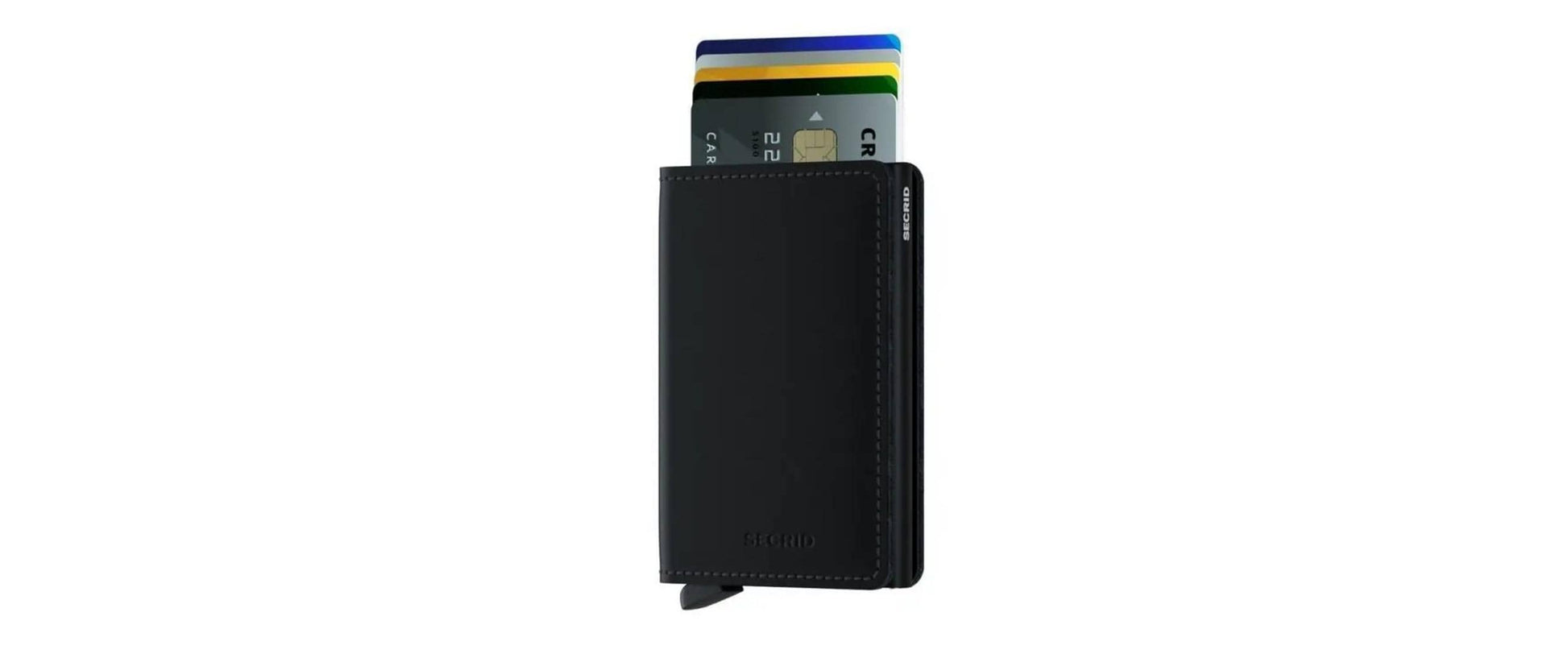 Secrid Slimwallet Kartenetui – RFID-Schutz – 68 × 102 × 16 mm, 12 Karten – Schwarz Matt – Aluminium, Leder