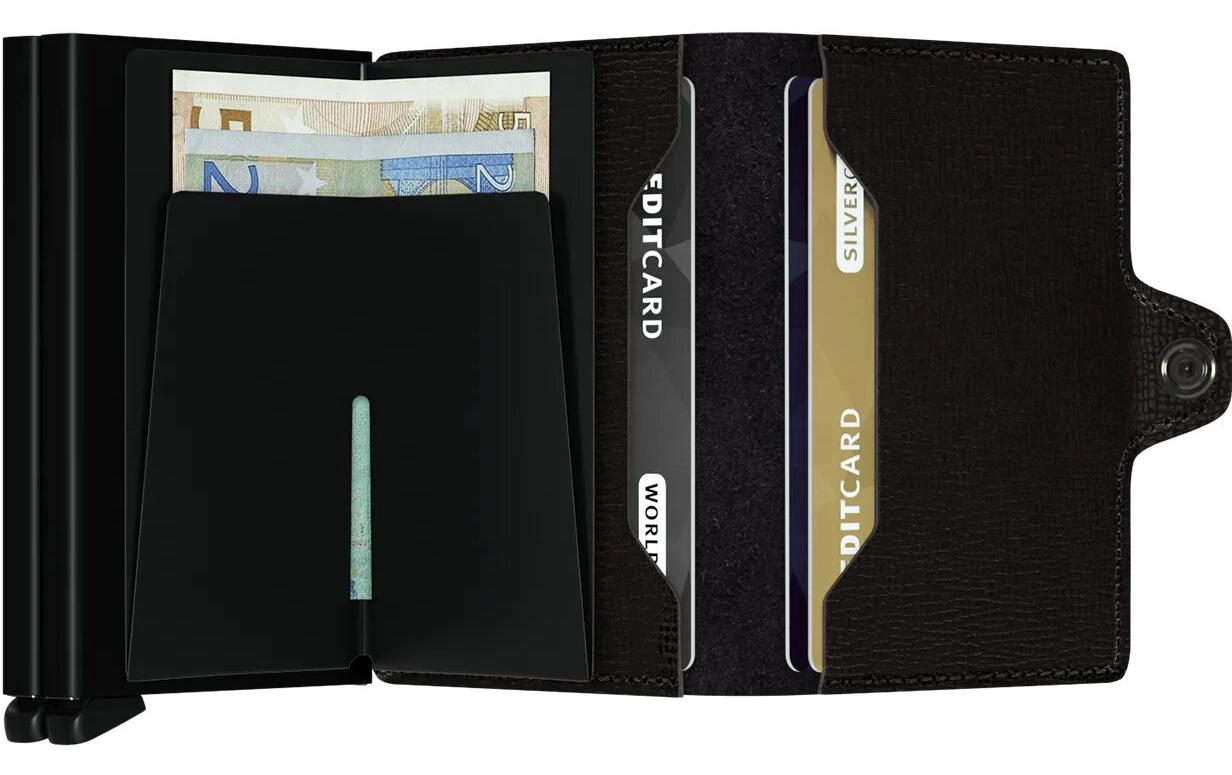 Secrid Kartenetui Twinwallet – RFID-Schutz, 12 Karten – 70×102×25 mm – Schwarz, Leder