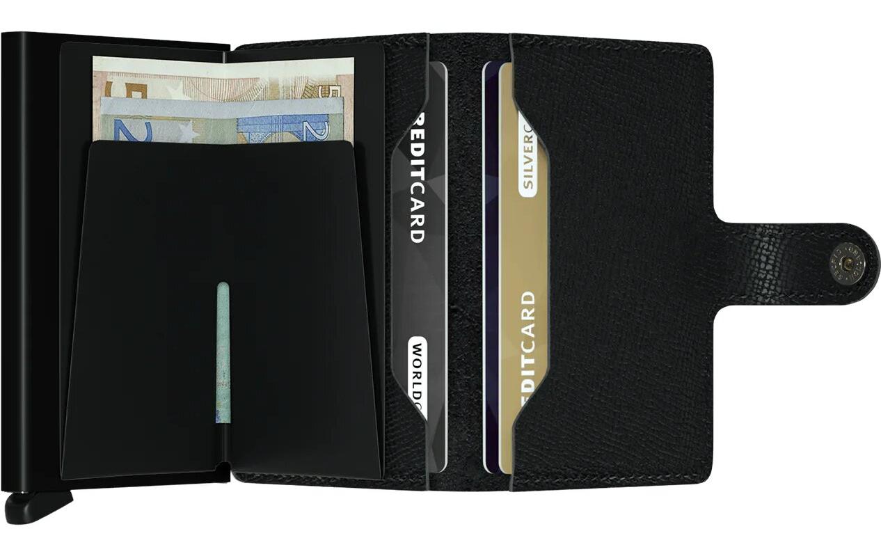 Secrid Kartenetui Miniwallet – RFID-Schutz, 6 Karten – 65×102×21 mm – Schwarz – Aluminium