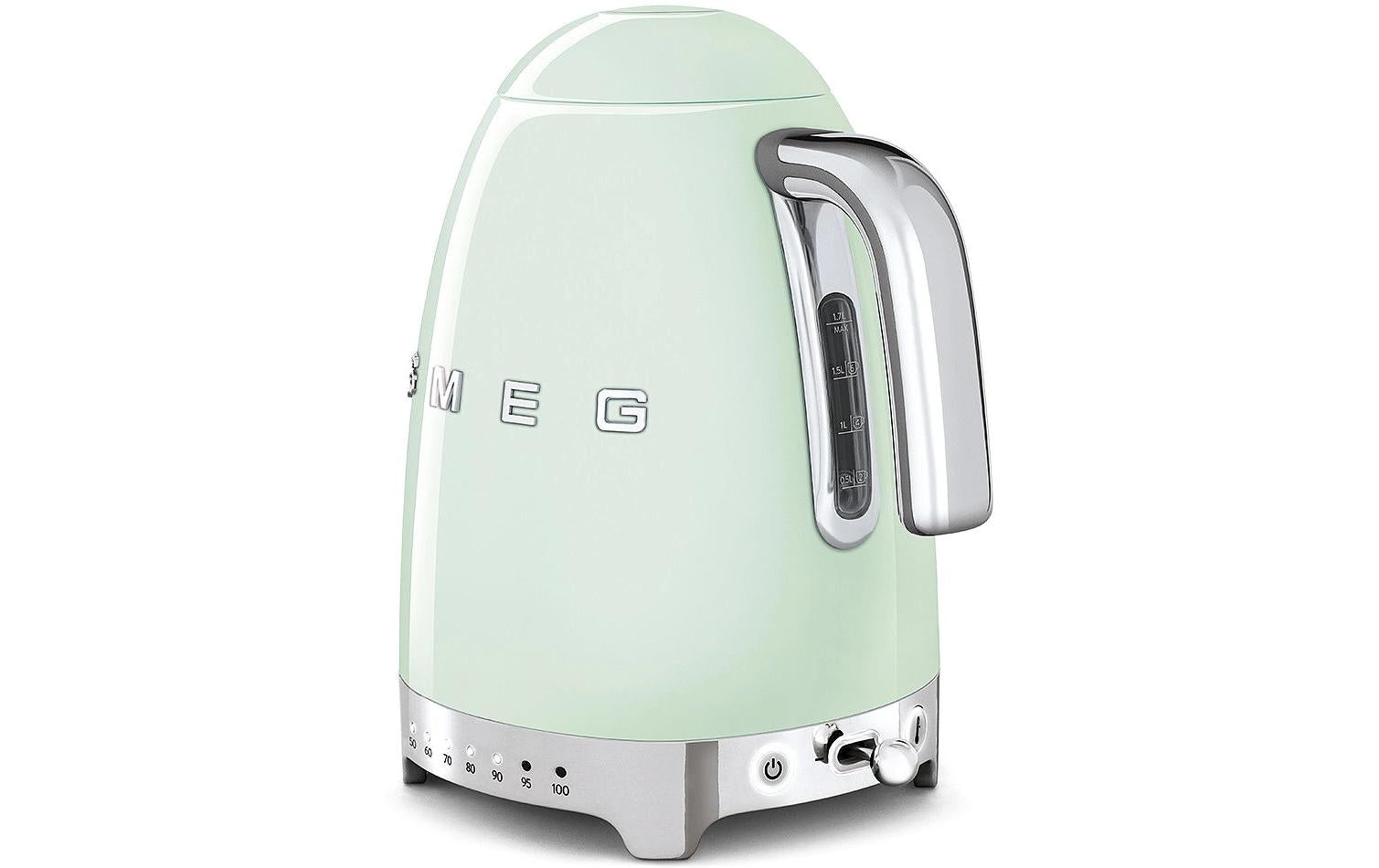 SMEG KLF04PGEU – Wasserkocher 1,7 l, 2400 W, Edelstahl, Hellgrün