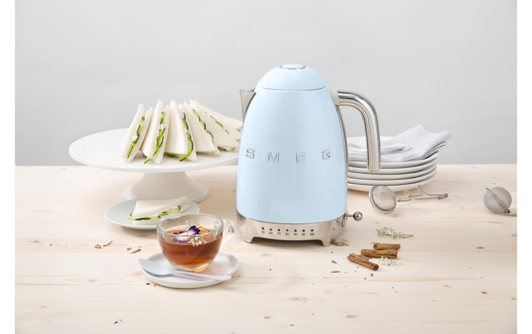 SMEG KLF04PBEU – Wasserkocher 1,7 l, 2400 W, Edelstahl, Hellblau