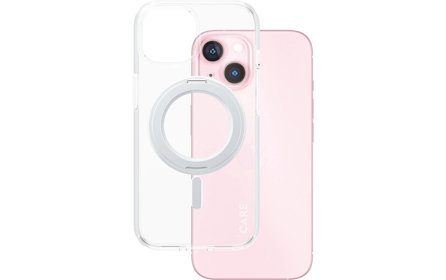 PanzerGlass CARE – Backcover – für Apple iPhone 15 – transparent – Kunststoff – MagSafe-kompatibel, mit Standfuss