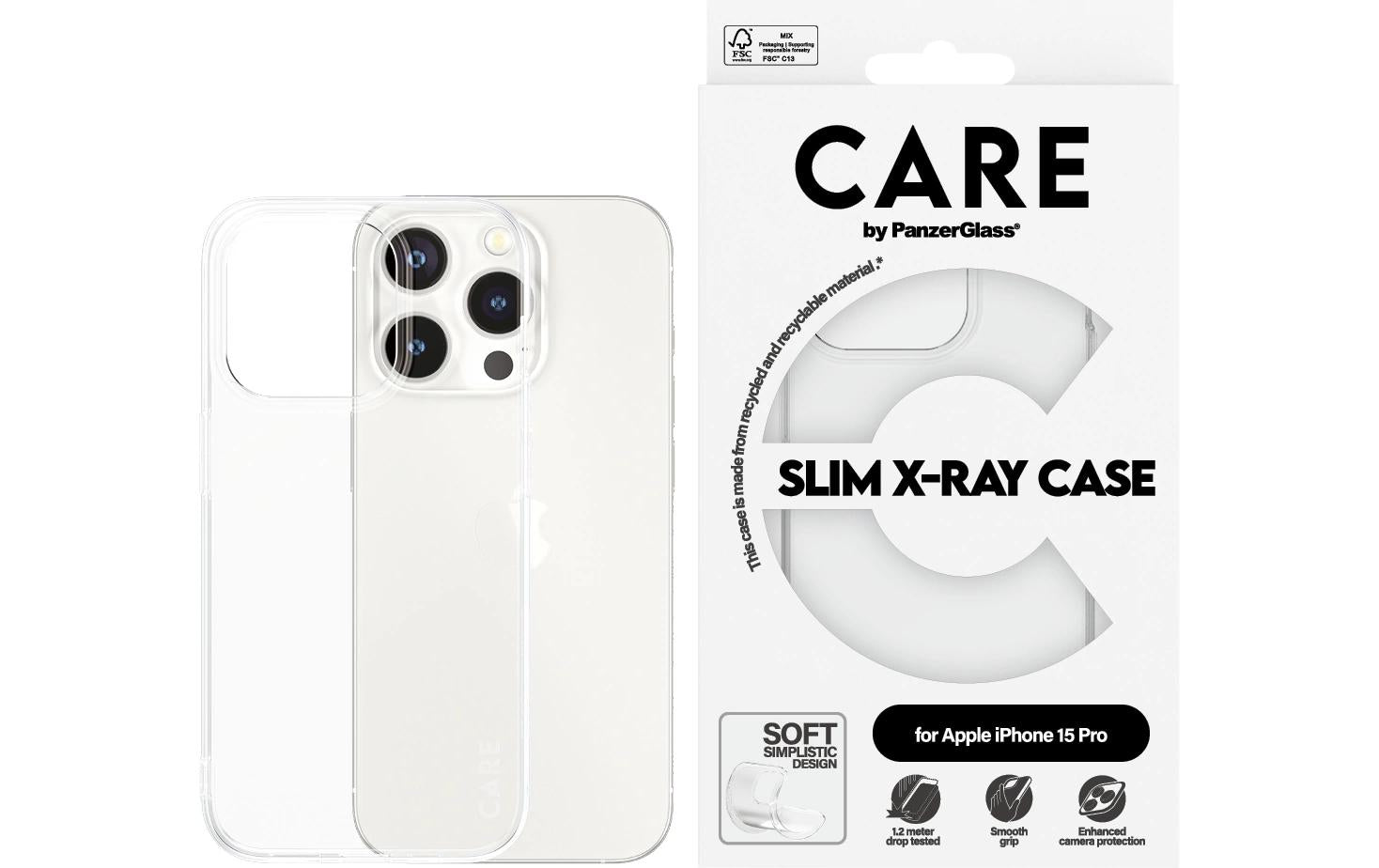 PanzerGlass Backcover Fashion X-Ray Soft Basic – für Apple iPhone 15 Pro – X-Ray, transparent – Stossdämpfend