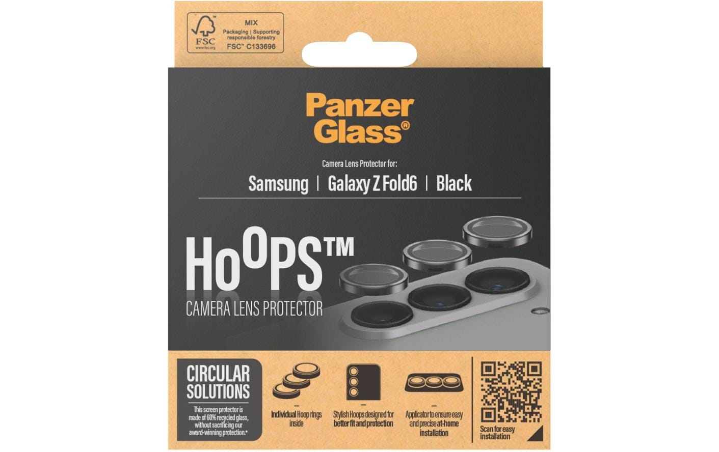 PanzerGlass Hoops – Kameraschutz – Kratz- und schockresistent – für Samsung Galaxy Z Fold6 – Schwarz