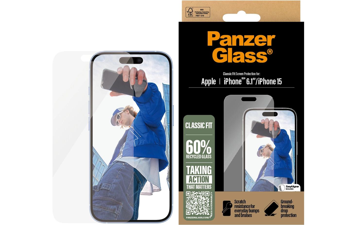 PanzerGlass Displayschutzglas – für Apple iPhone 16 – Case-Friendly, kratzresistent, Anti-Fingerprint, Hartglas