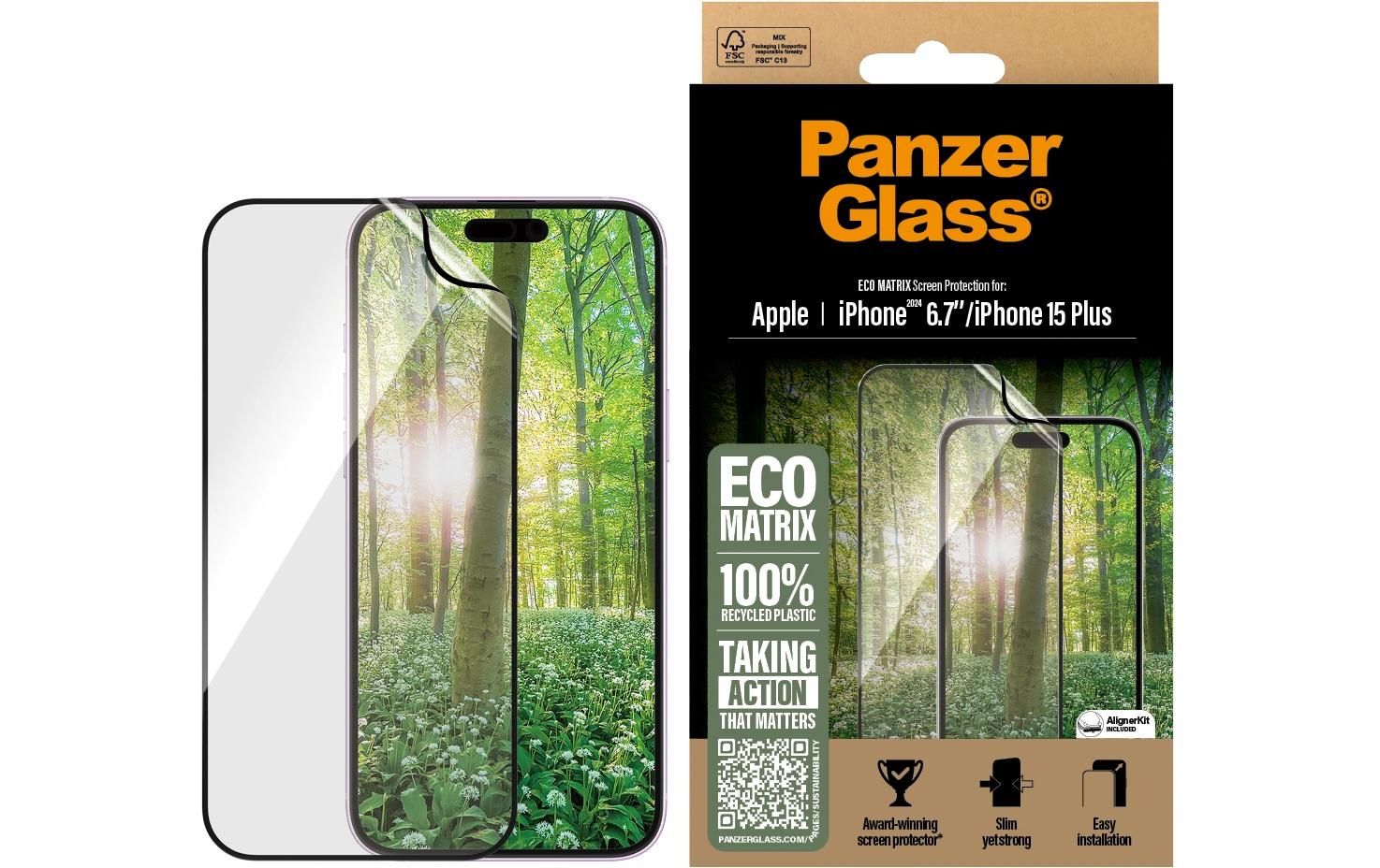 PanzerGlass Displayschutz (Folie), Ultra-Wide Fit – für iPhone 16 Plus/iPhone 15 Plus