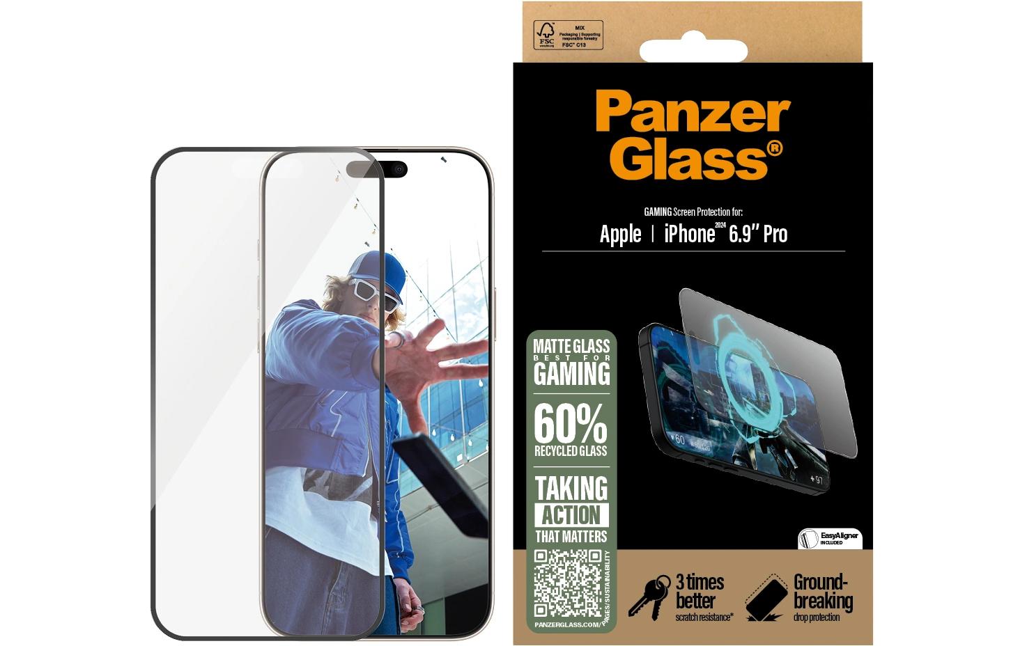 PanzerGlass Displayschutzglas – für Apple iPhone 16 Pro Max, Hartglas, Transparent