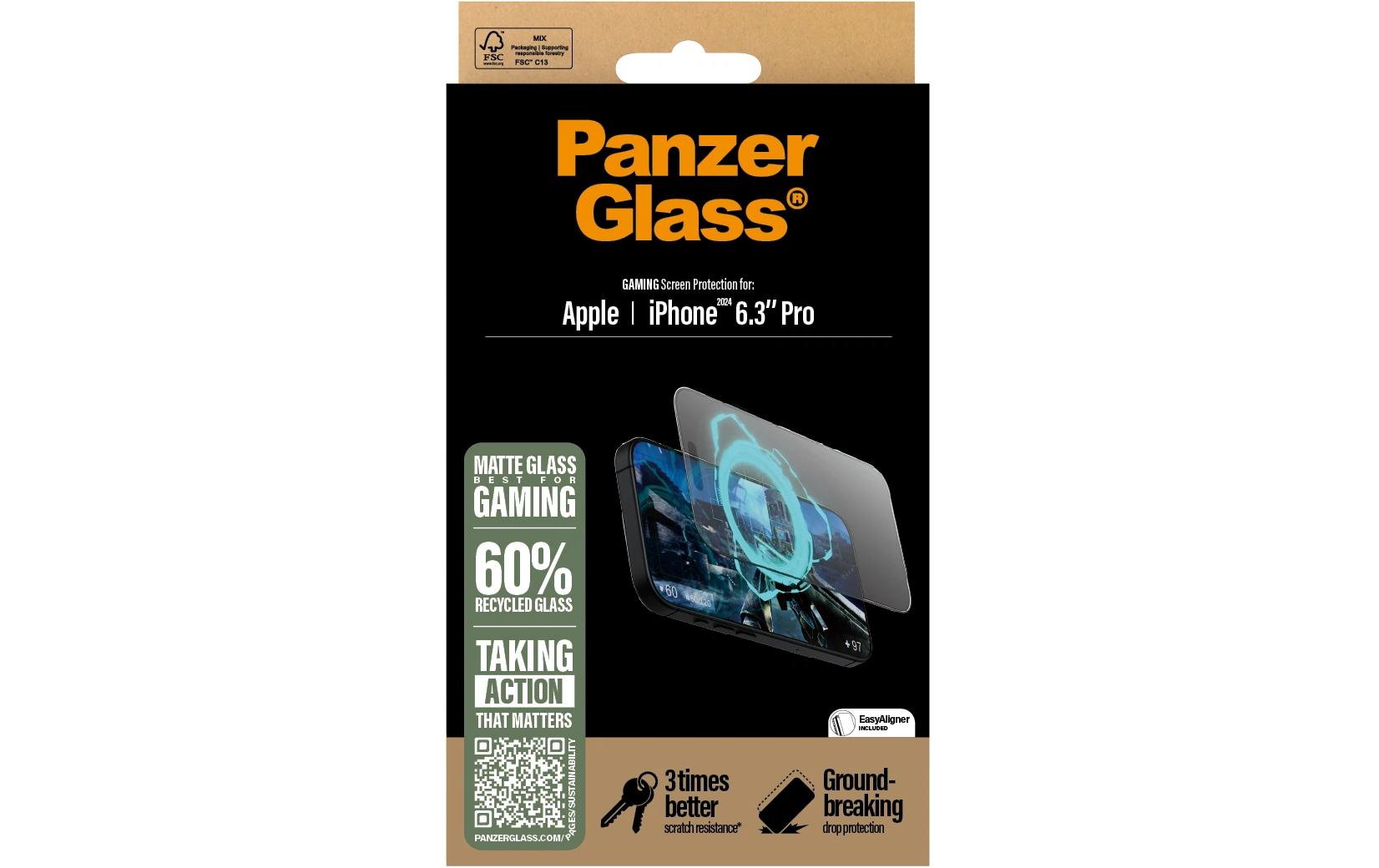 PanzerGlass Displayschutz (Panzerglas), Ultra-Wide Fit – für iPhone 16 Pro – mit Applikator