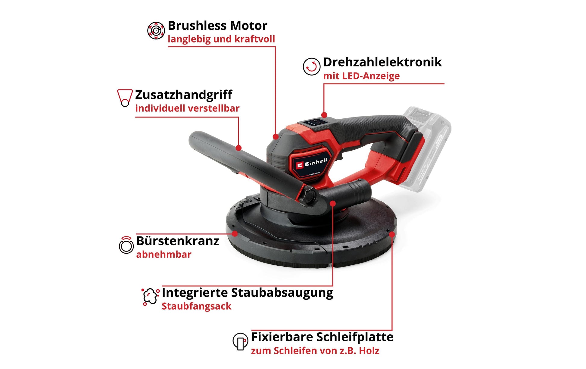 Einhell professional Einhell Trockenbauschleifer TP-DWS 18/225 Li BL – 18 V (Power X-Change) – Ø 225 mm – Solo – Brushless