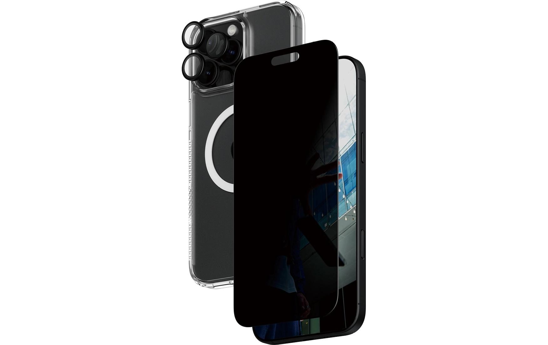 PanzerGlass Privacy-Filter (Panzerglas), Anti-Fingerprint – für iPhone 16 Pro Max – mit Applikator