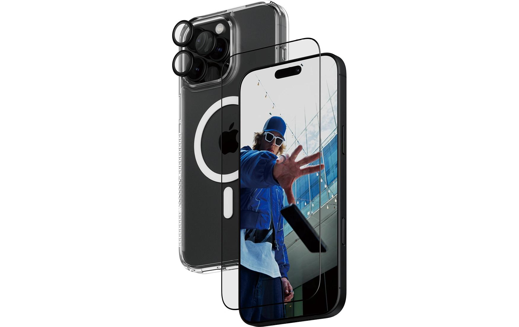 PanzerGlass Schutz-Set 3-in-1 – für Apple iPhone 16 Pro Max, kratzresistent, schockresistent, Hartglas