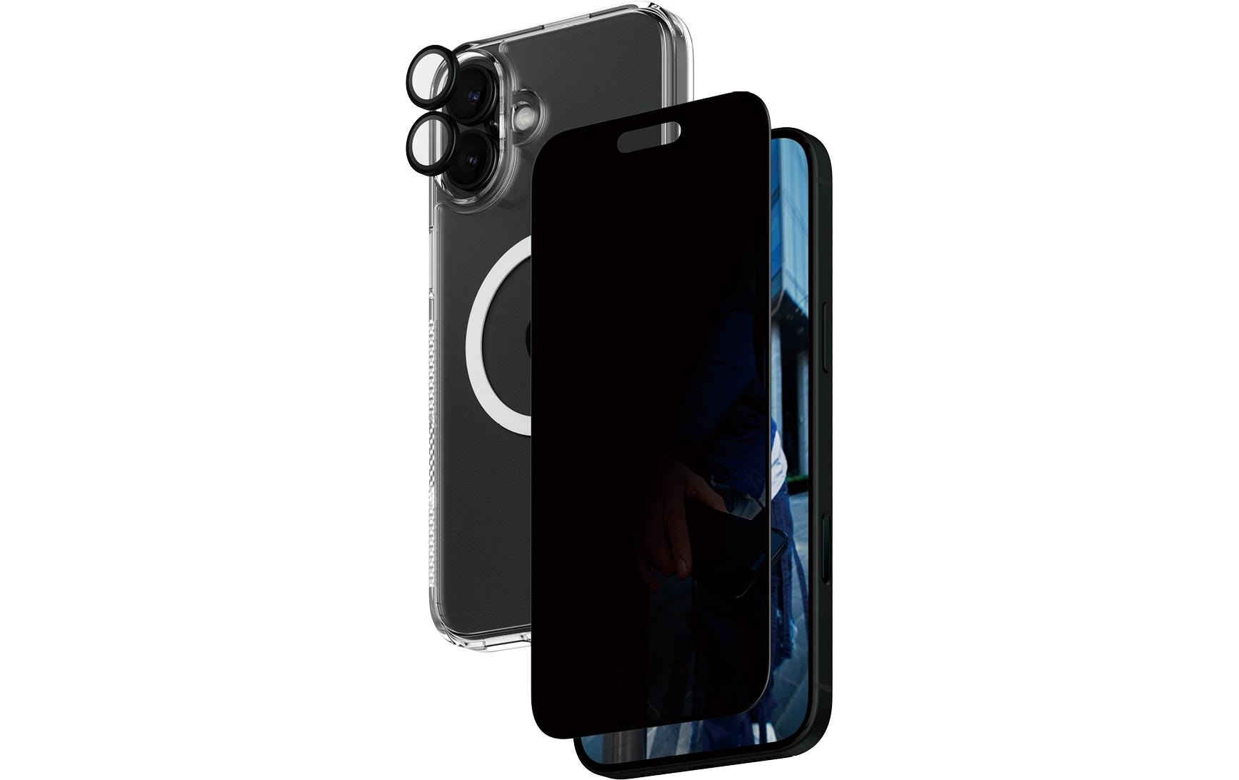 PanzerGlass Schutz-Set 3-in-1 – für Apple iPhone 16 Plus, Privacy-Filter