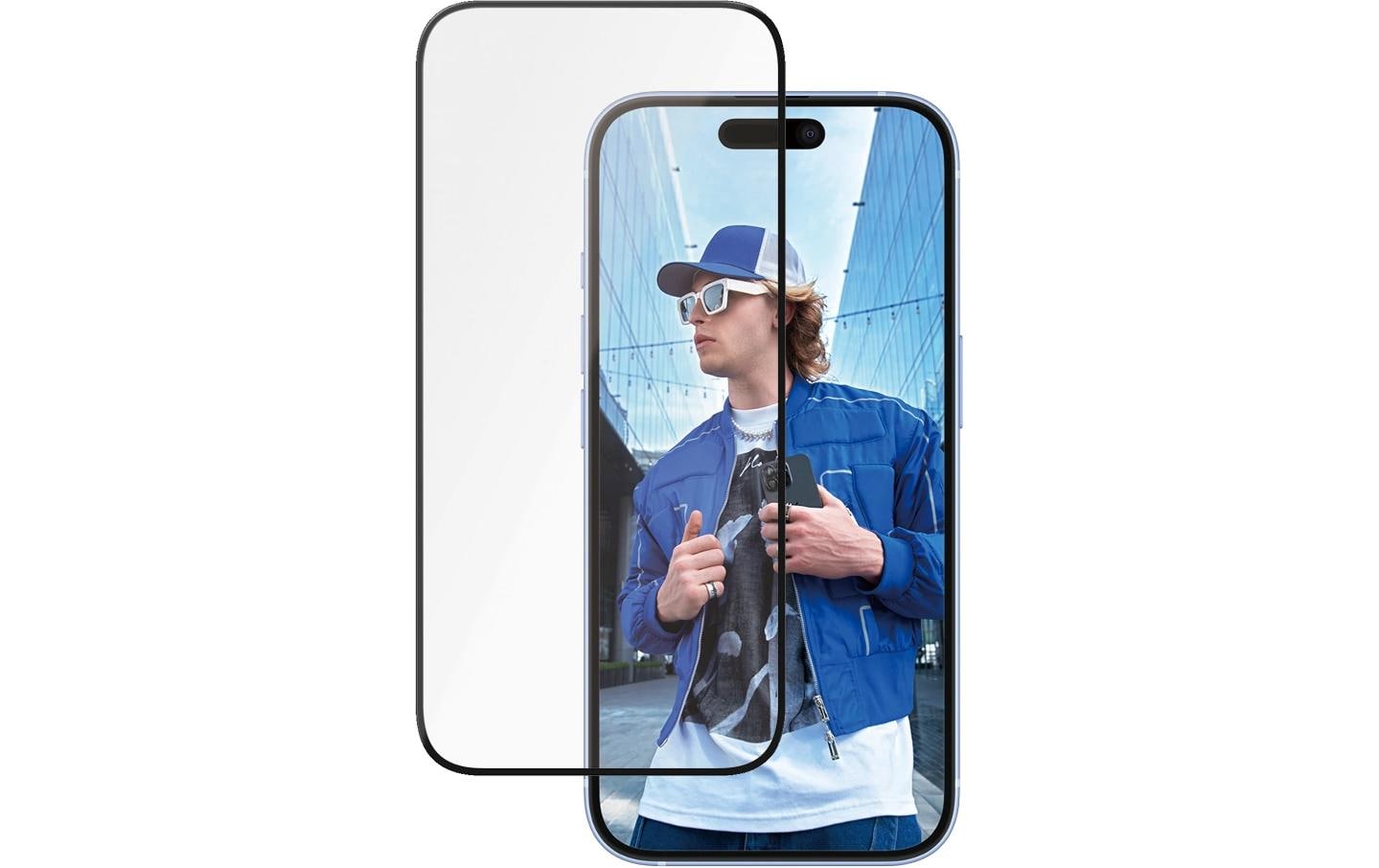 PanzerGlass Displayschutz (Panzerglas), Ultra-Wide Fit – für iPhone 16/iPhone 15 – mit Applikator