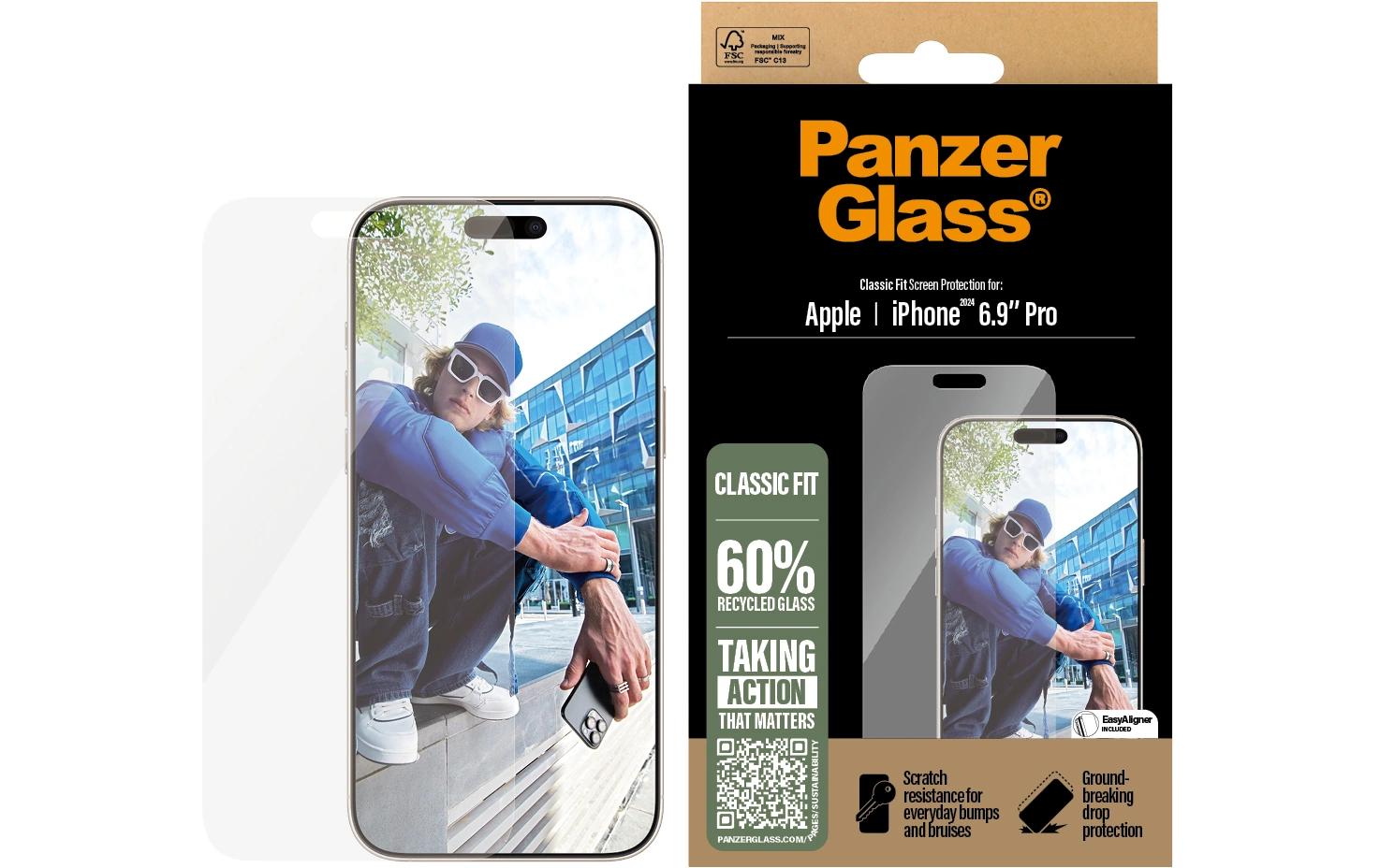 PanzerGlass Displayschutzglas – für Apple iPhone 16 Pro Max, kratzresistent, fettabweisend, Hartglas – 1er-Pack